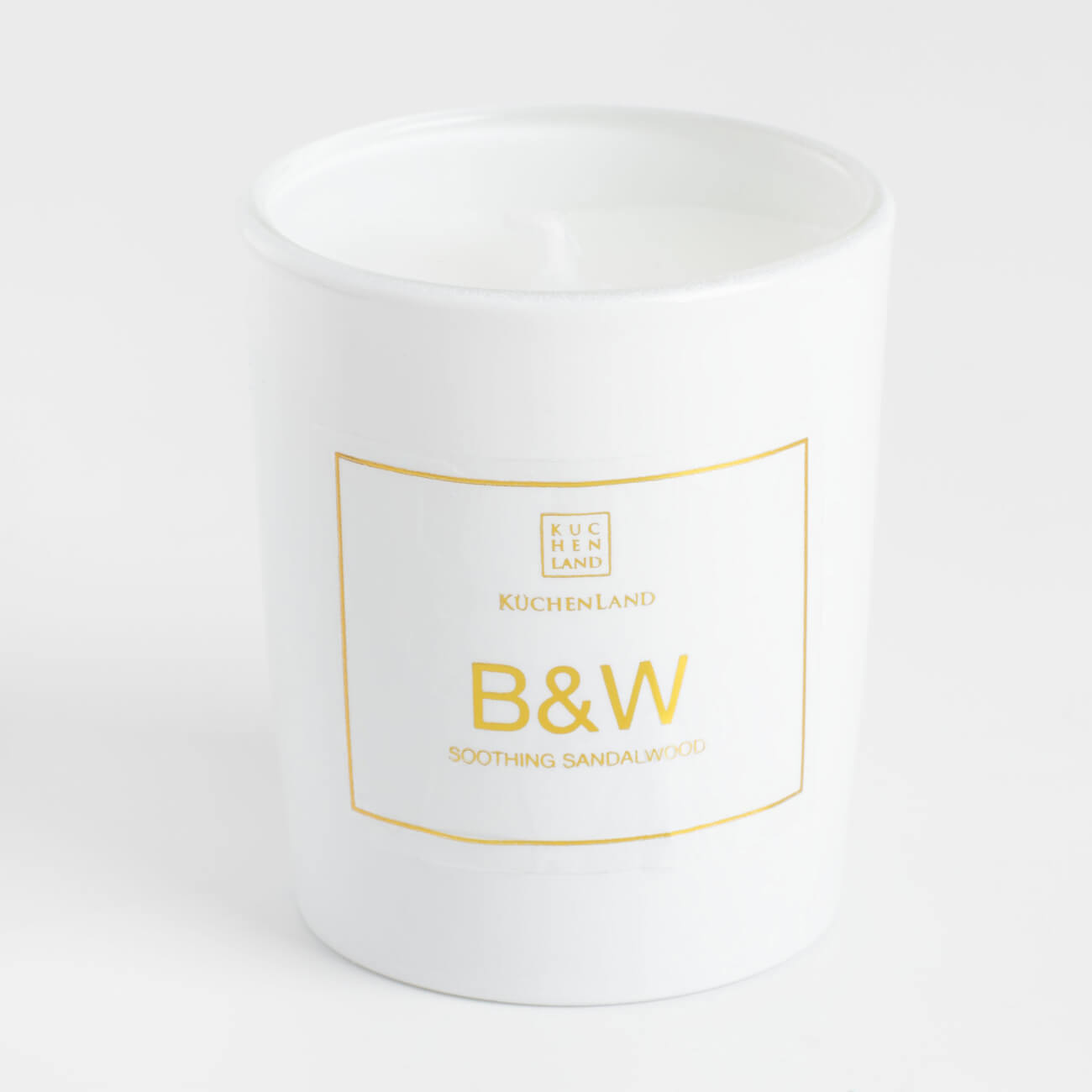 

Свеча ароматическая, 6 см, в подсвечнике, стекло, белая, Soothing Sandalwood, B&W