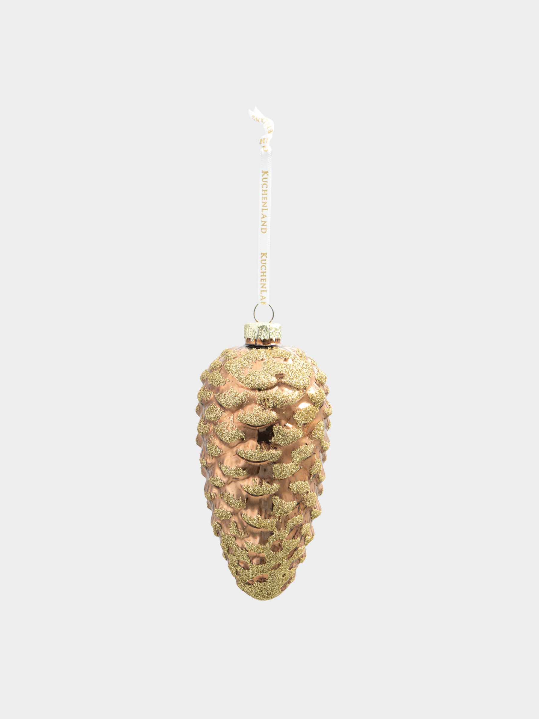 Игрушка елочная, 12 см, стекло, с блестками, коричневая, Шишка, Pine christmas, image-1