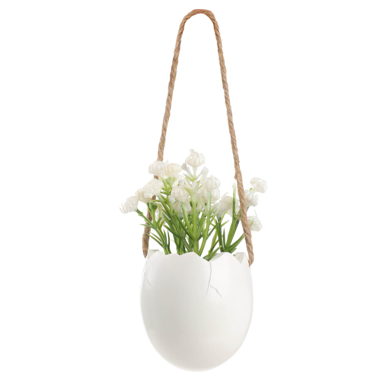 Подвеска декоративная, 10 см, полирезин/пластик, Яйцо с белыми цветами, Easter blooming decor