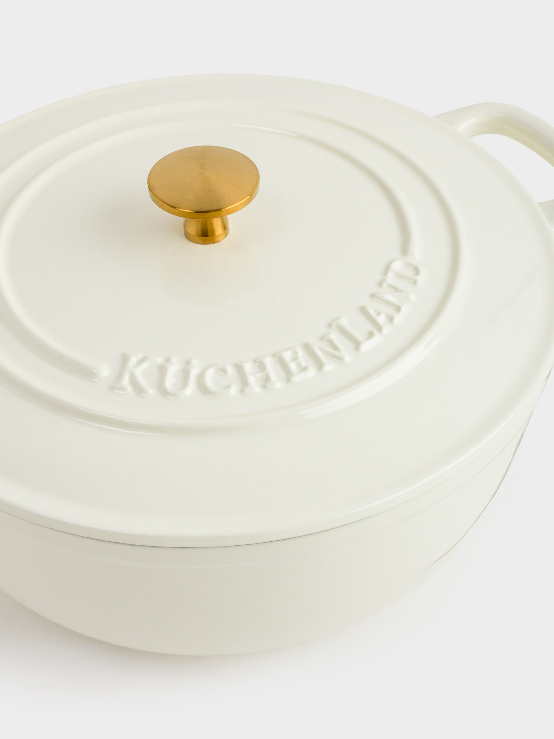 Казан, 25 см, 3,5 л, с крышкой, чугун, молочный, Light kitchen, image-3