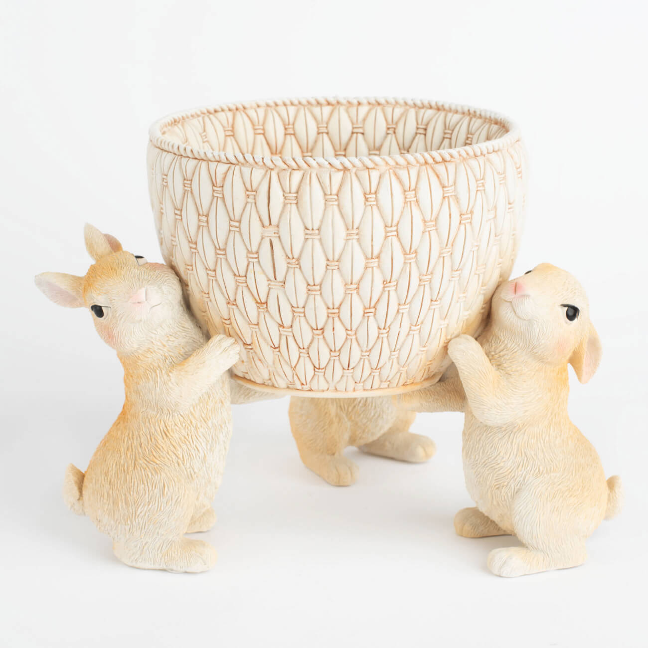 Ваза декоративная, 21х17 см, полирезин, Три кролика с корзиной, Natural Easter изображение № 1