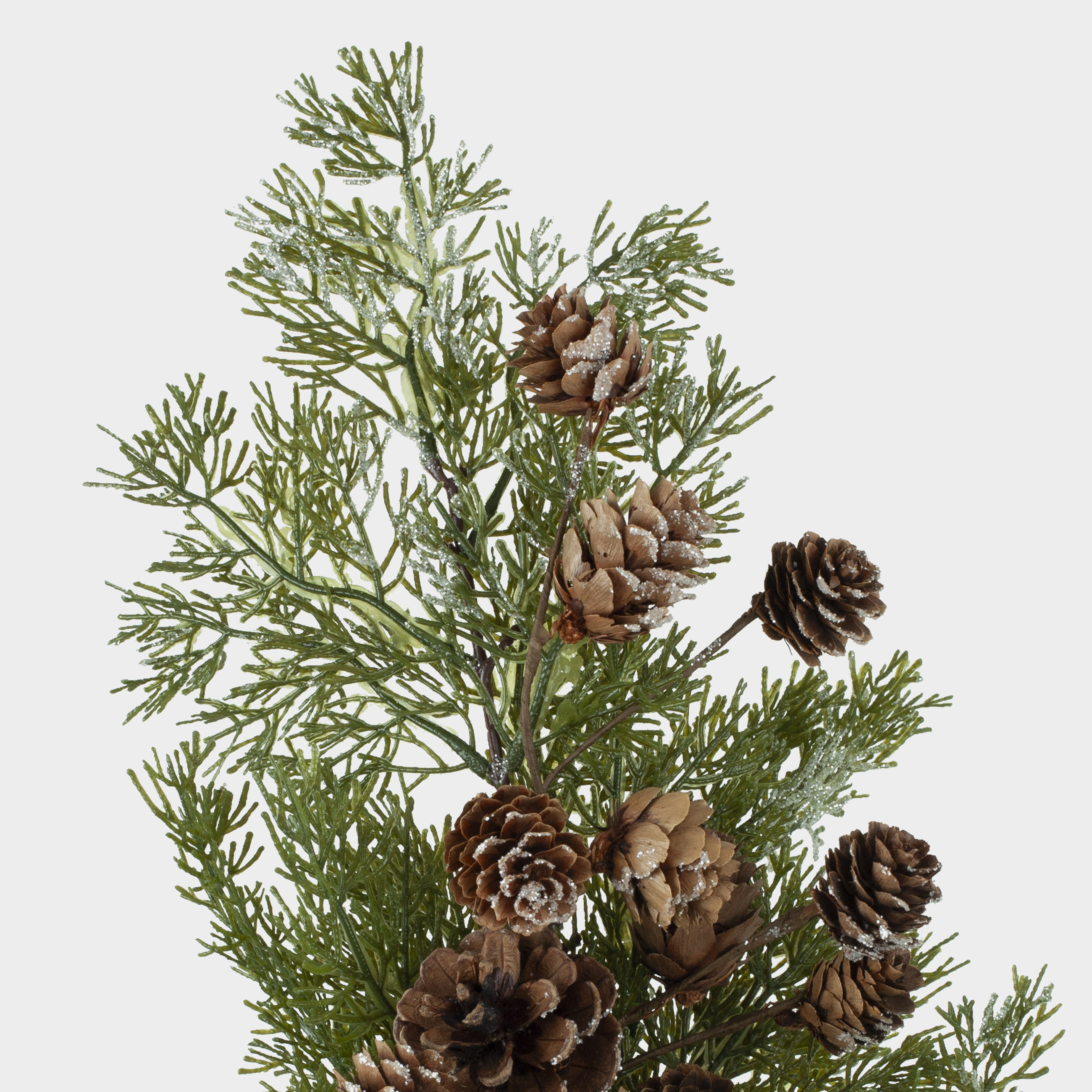 Ветка декоративная, 74 см, полиэтилен, серебристая, Хвоя с шишками, Conifer decor, image-2