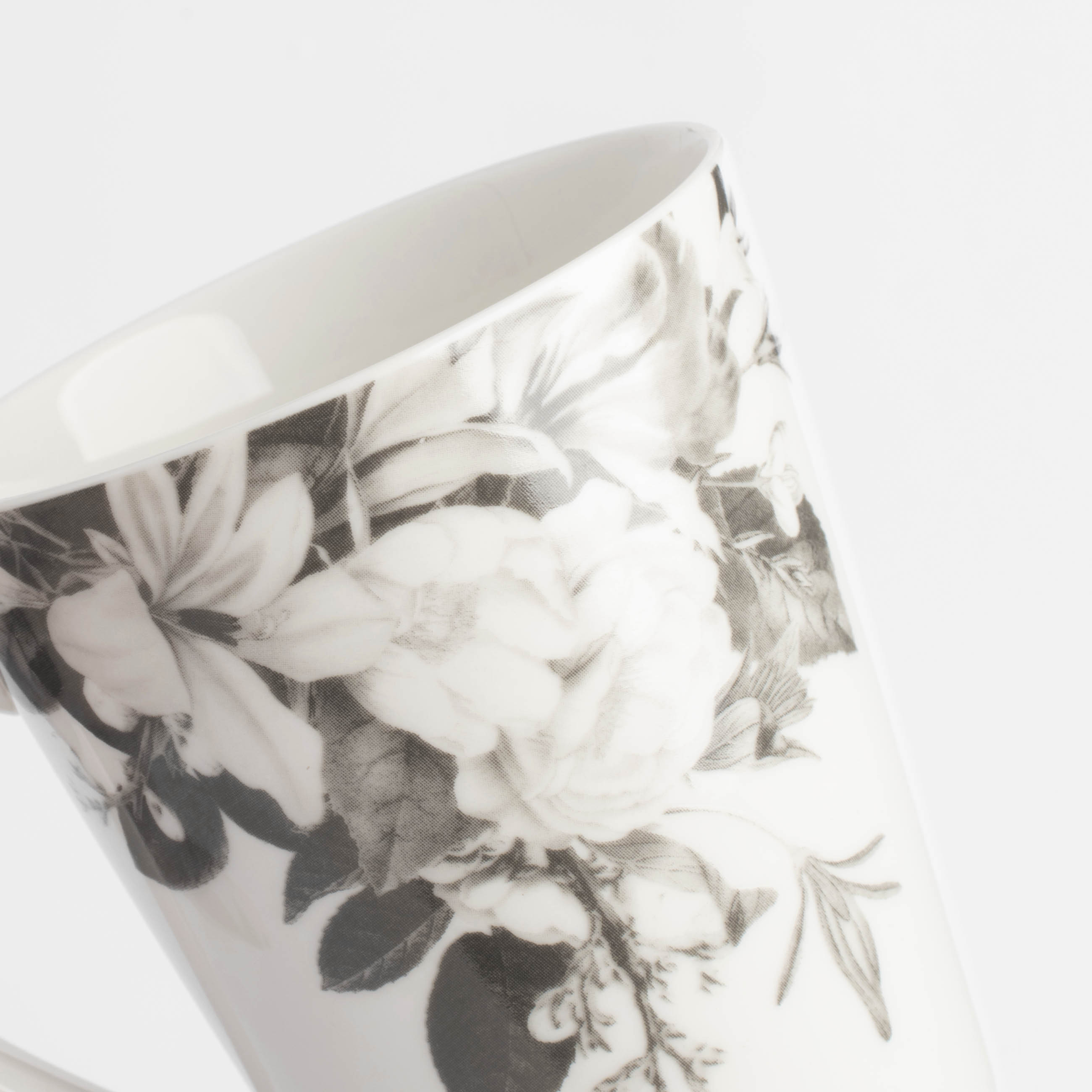 Кружка, 420 мл, 4 шт, фарфор N, белая, Черно-белые цветы, Magnolia изображение № 7