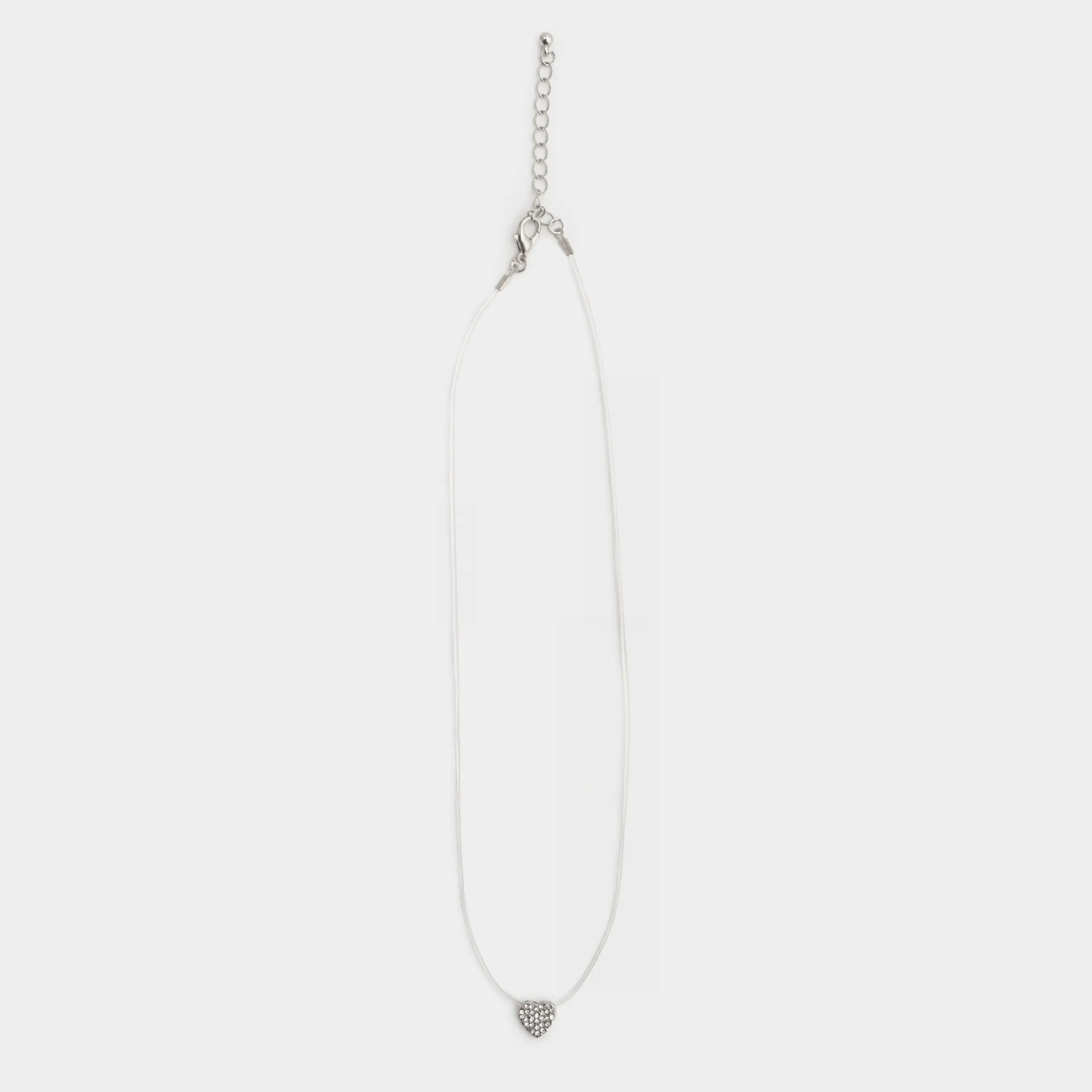 Цепочка, 40 см, с подвеской, металл/стразы, серебристая, Сердце, Jewelry heart