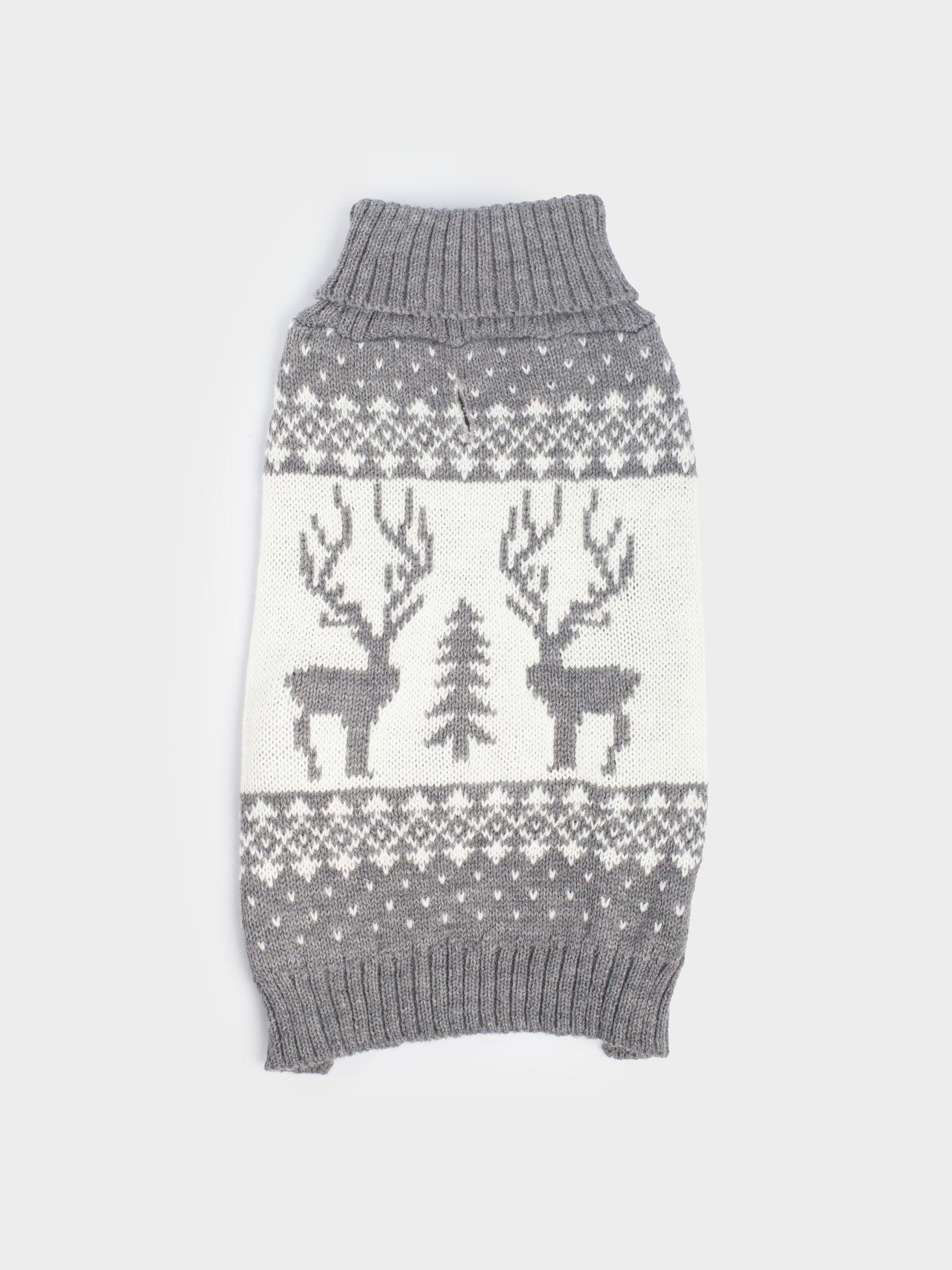 Свитер для животных, 25 см, р. XS, акрил, серо-белый, Олени, Fashion pet, image-1