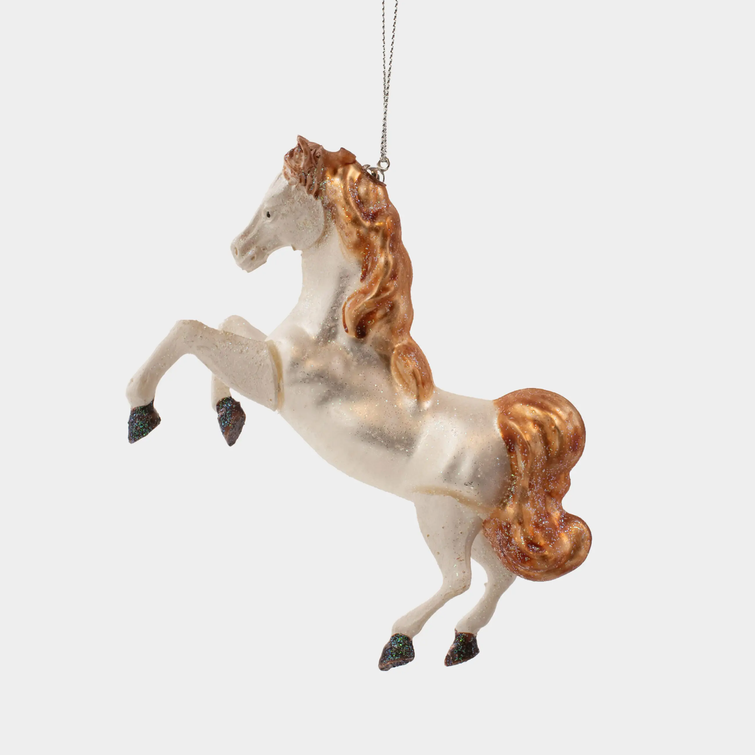 Игрушка елочная, 12х10 см, стекло, с блестками, коричневая, Конь, Figure horse