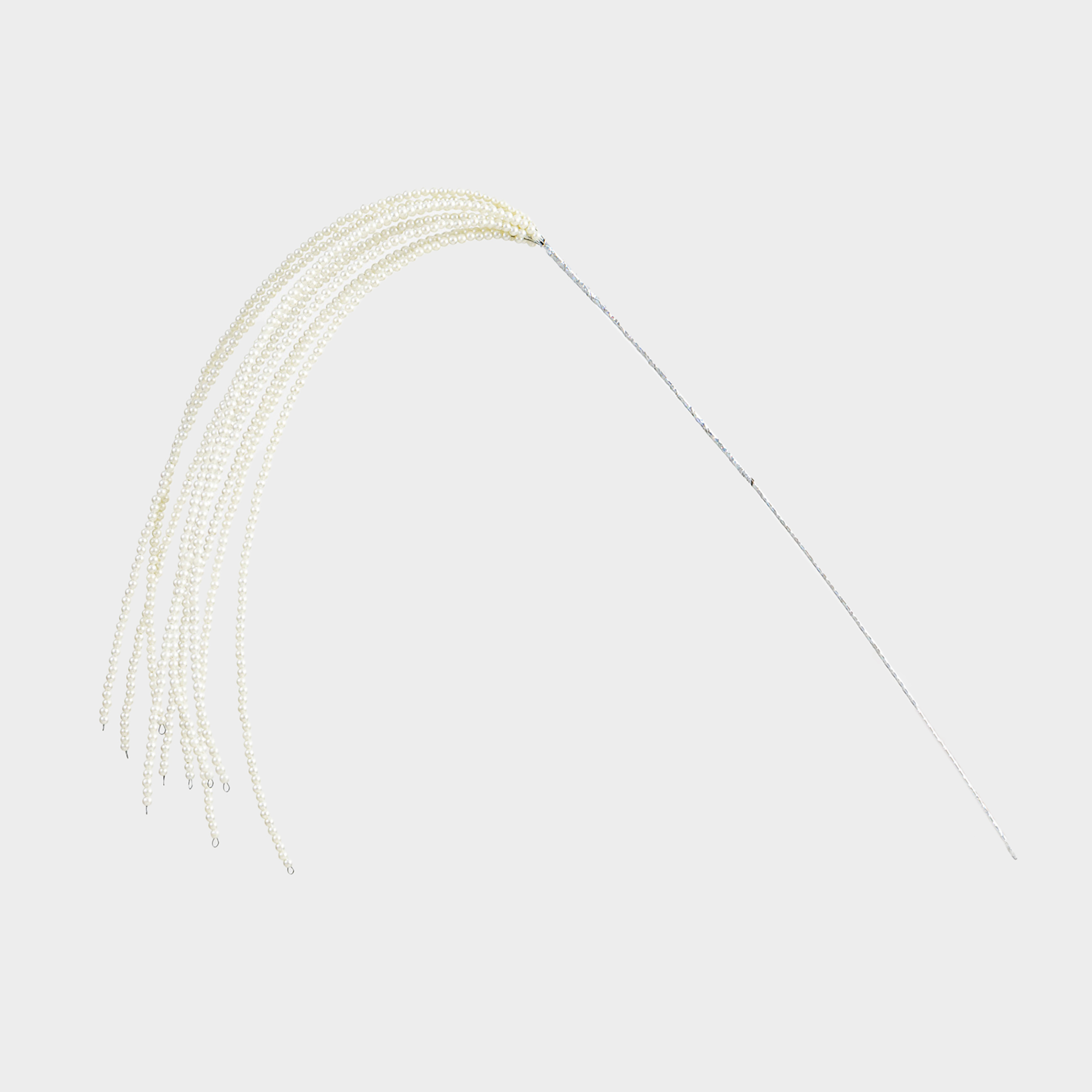 Ветка декоративная 76 см бисерметалл серебристая Ива из бусин Balls decor 990₽