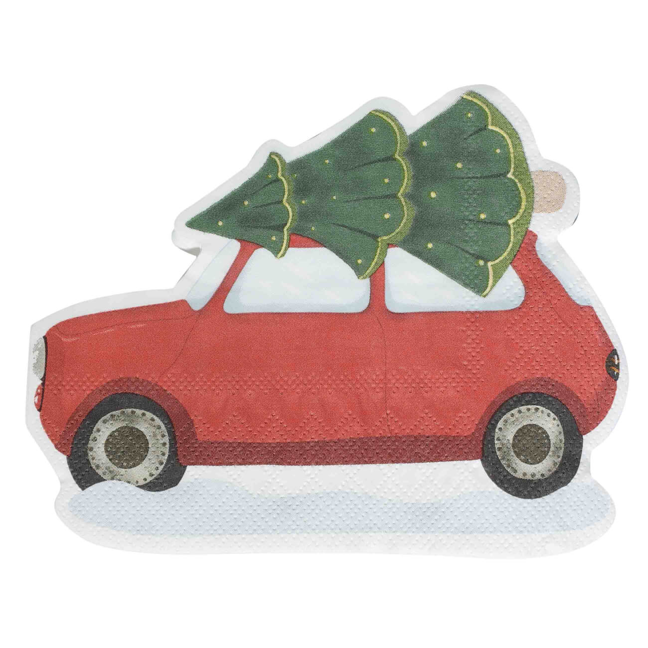 

Салфетки бумажные, 32х24 см, 20 шт, фигурные, красные, Машина с елкой, Red car