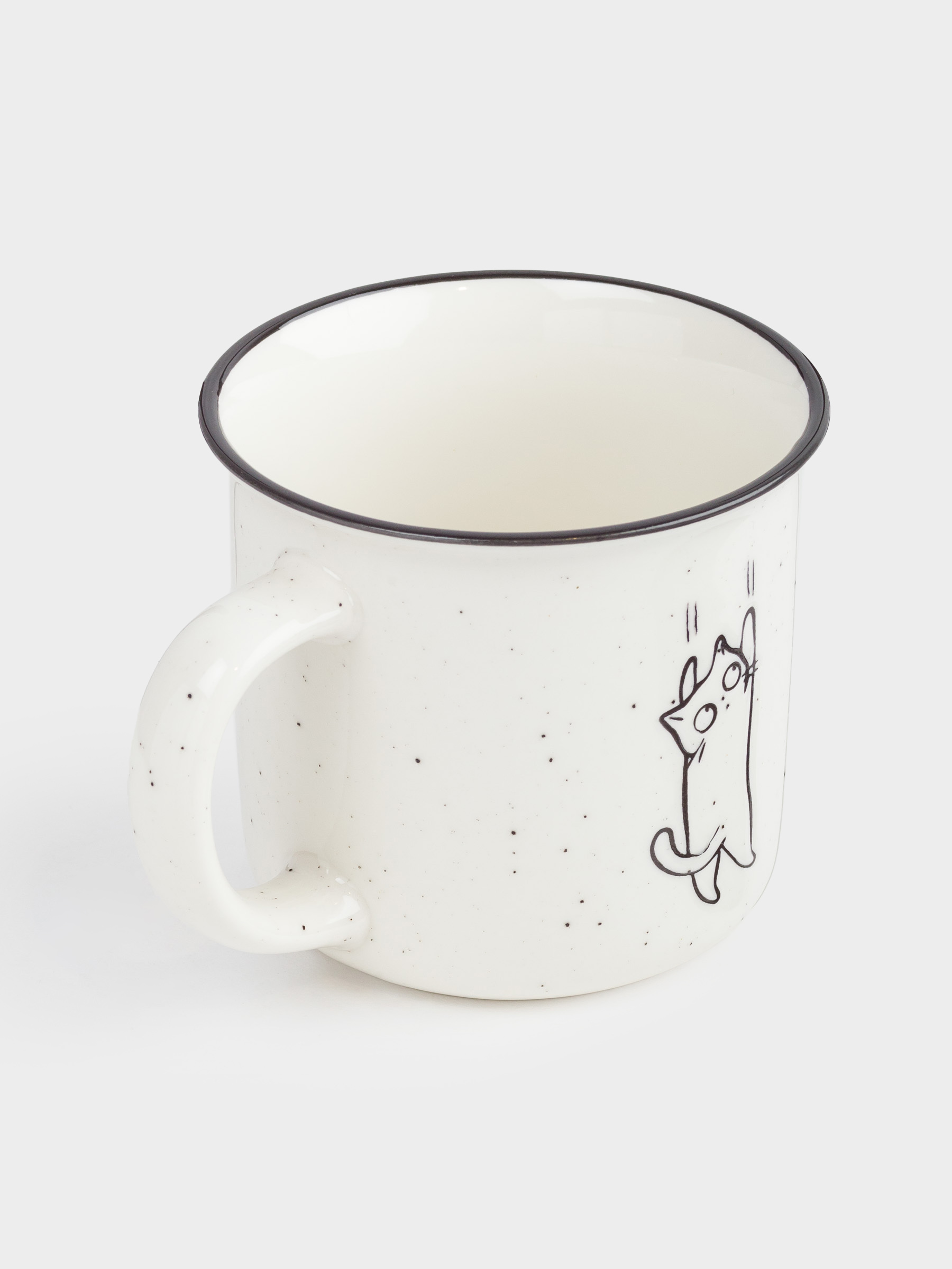 Кружка, 370 мл, фарфор N, молочная, в крапинку, Котенок, Cat, image-1