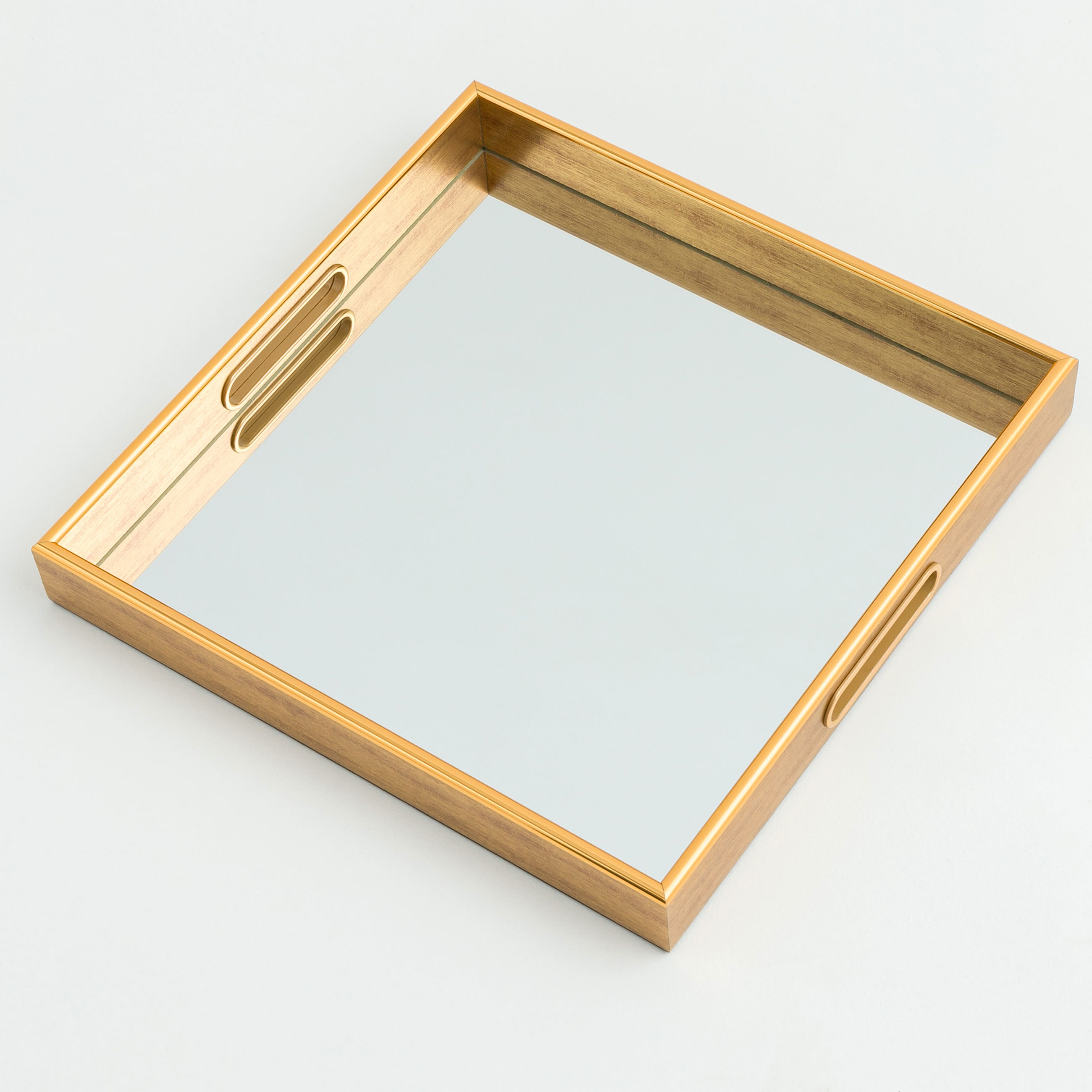Поднос, 35х35 см, пластик/стекло, квадратный, зеркальный, золотистый, Glossy gold, image-4