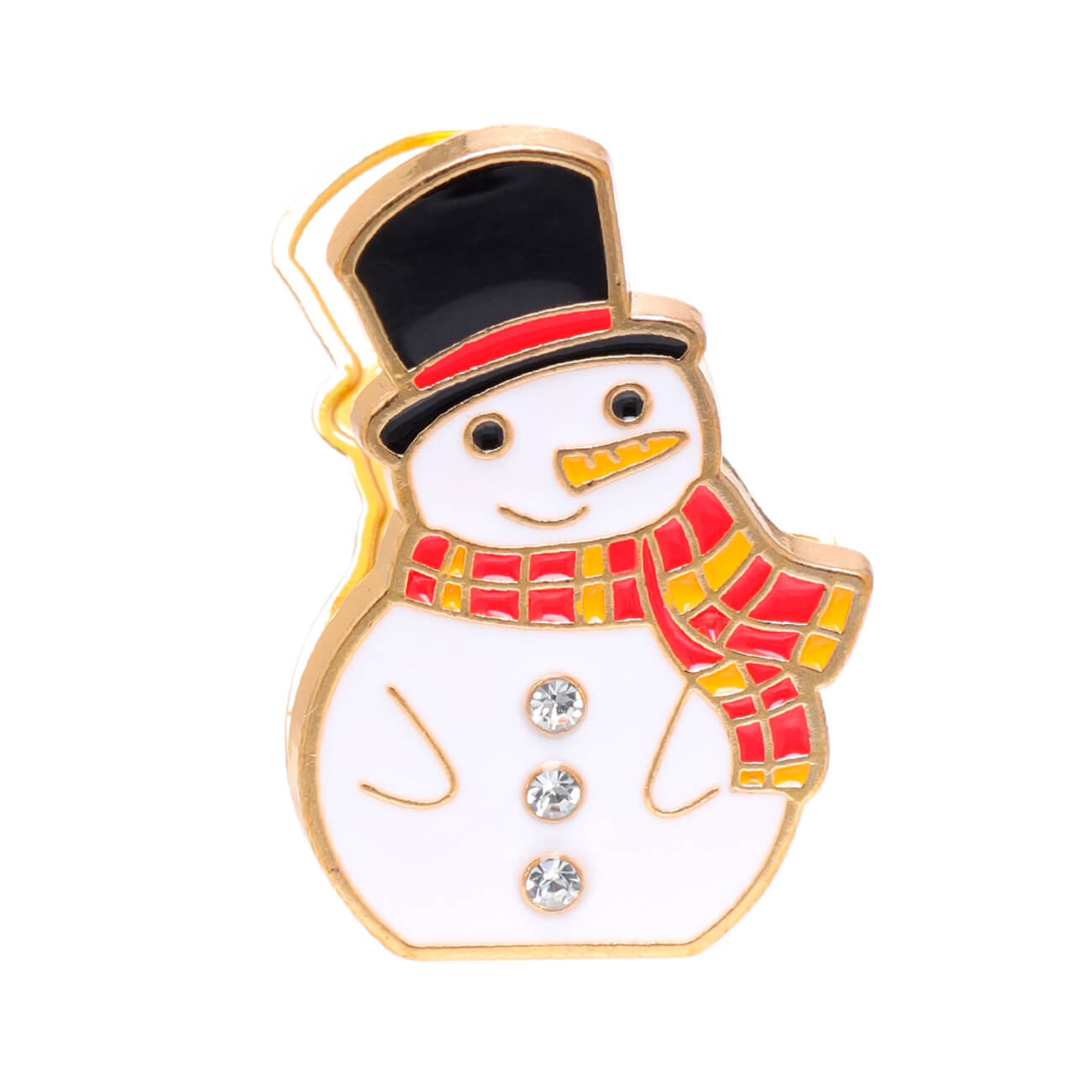 Клипса декоративная, 4 см, металл, белая, Снеговик, Christmas - фото 1