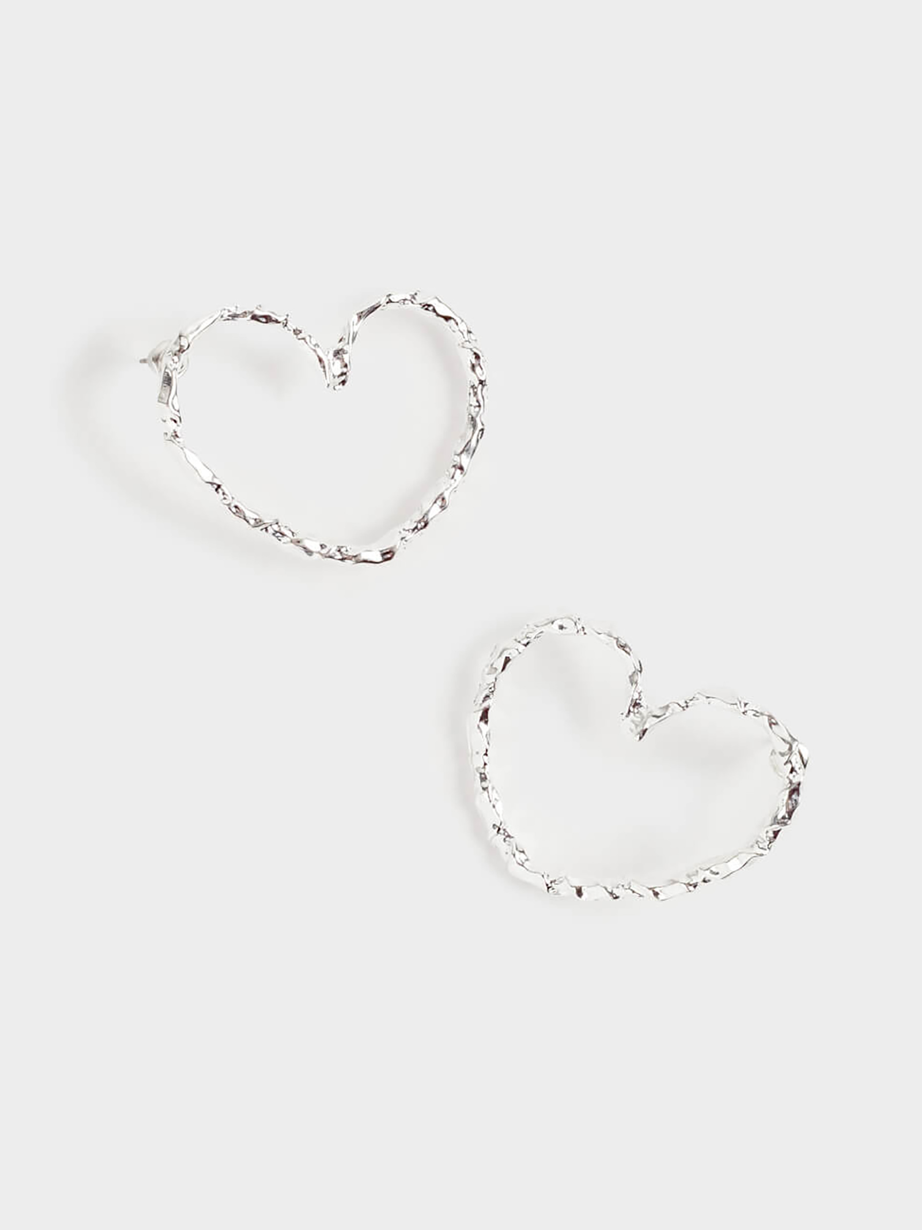 Серьги-пусеты, 4 см, 2 шт, металл, серебристые, Сердца, Jewelry heart, image-1