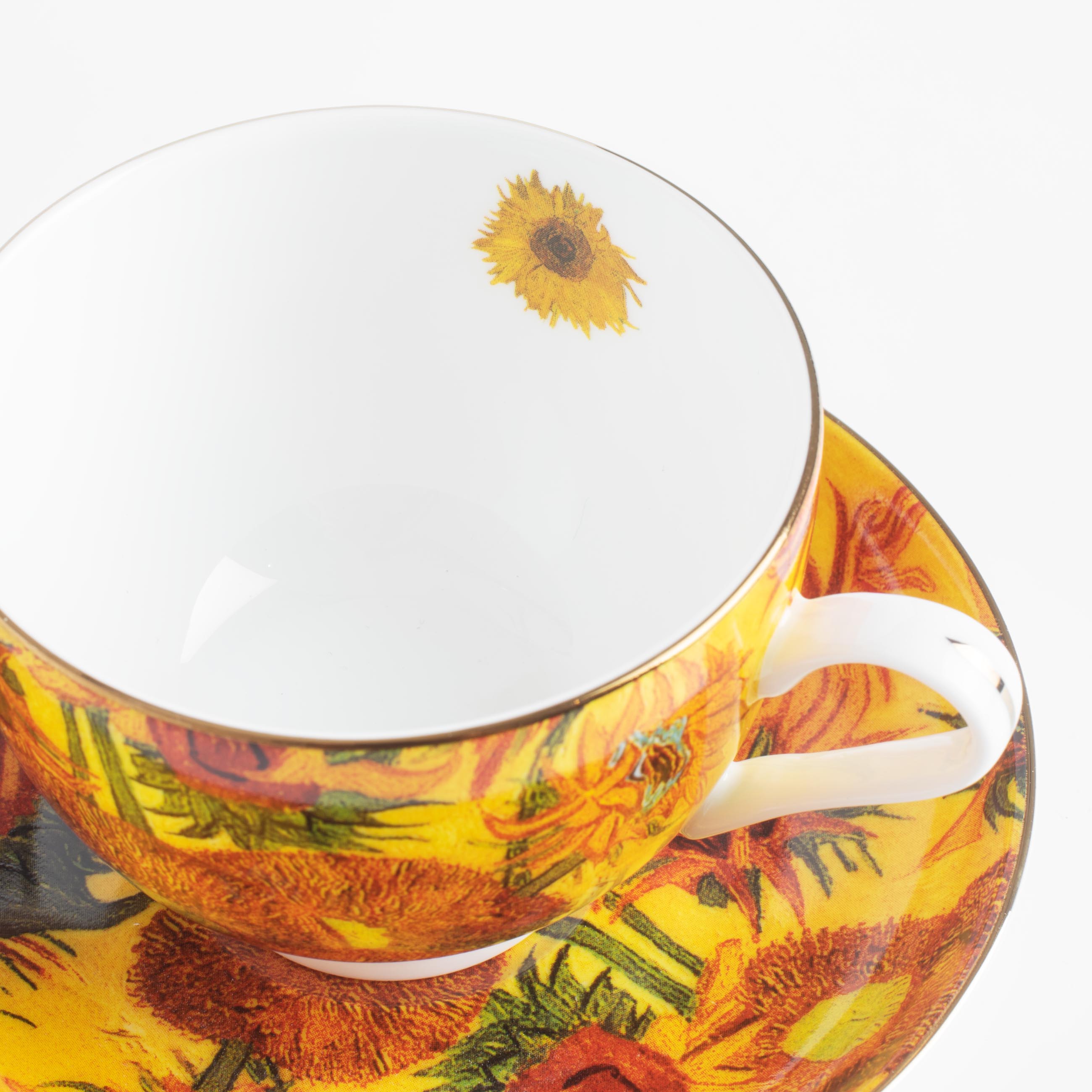 Пара чайная, 1 перс, 2 пр, 210 мл, фарфор F, Подсолнухи, Ван Гог, Art sunflowers изображение № 4