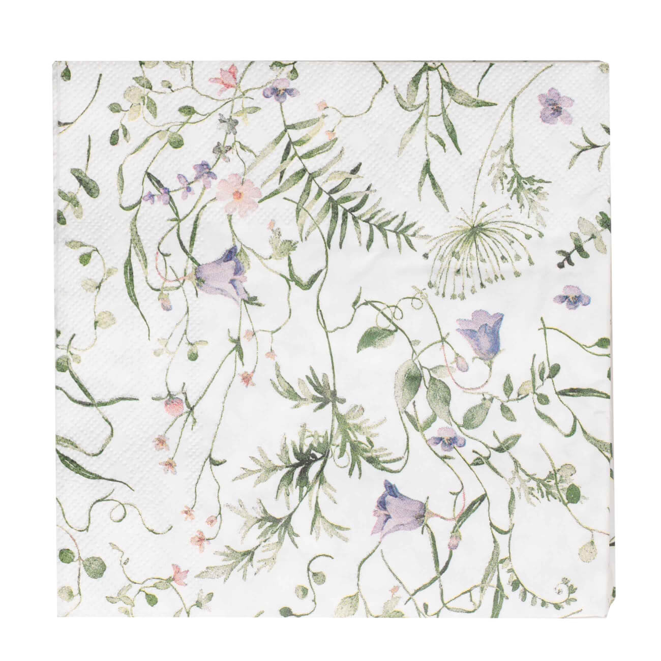 Салфетки бумажные, 33х33 см, 20 шт, квадратные, белые, Полевые цветы, Foliage