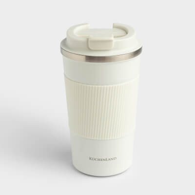 Термокружка, 500 мл, с зарфом, сталь/пластик/силикон, бежевая, Coffee life ,image-0