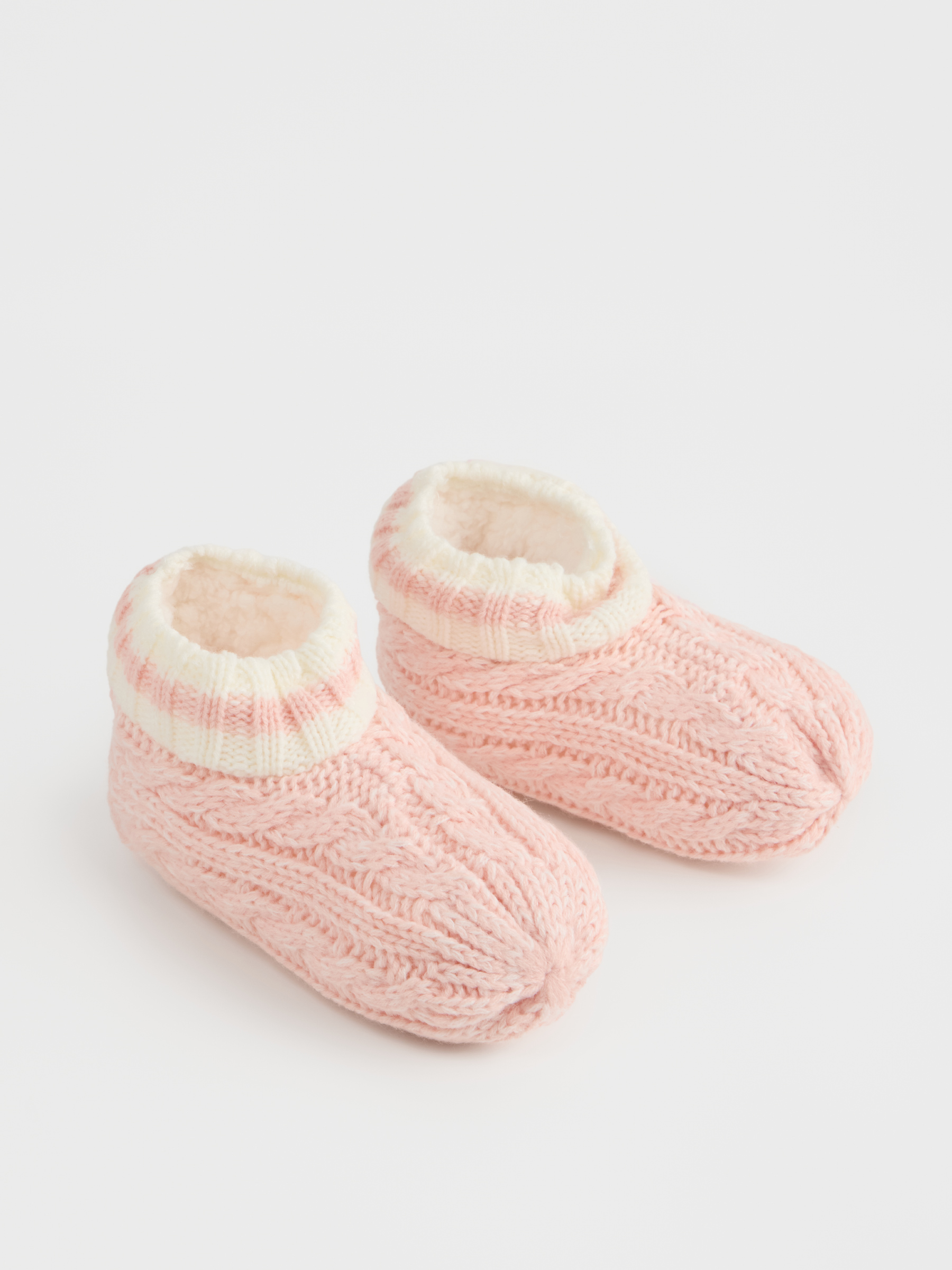 Носки детские, домашние, акрил/шерпа, розовые, Косы, Knitted soft, image-4