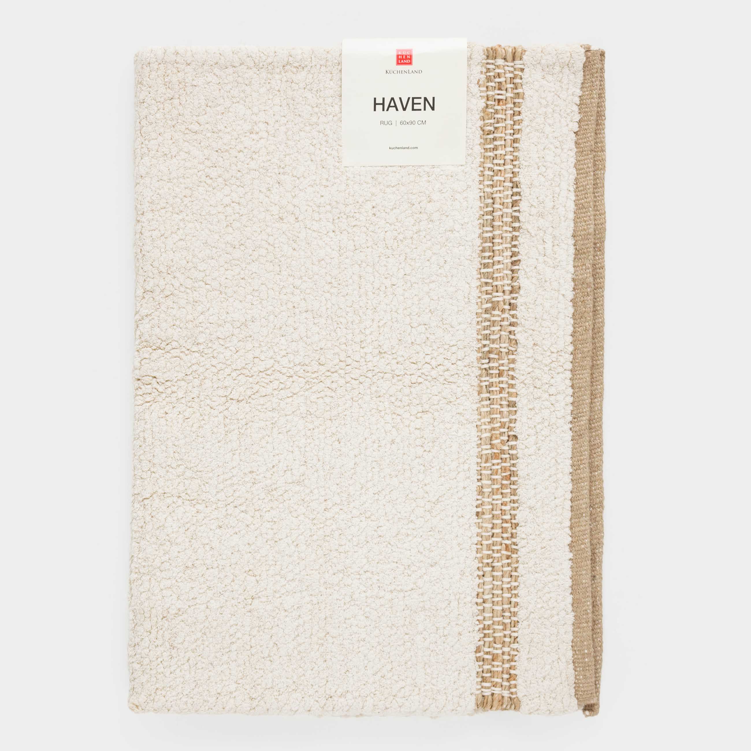 Коврик, 60х90 см, джут/хлопок, бежевый, Haven, image-4