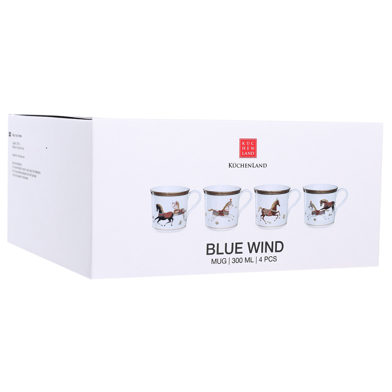 Кружка, 300 мл, 4 шт, фарфор F, белая, Лошади, Blue wind изображение № 2