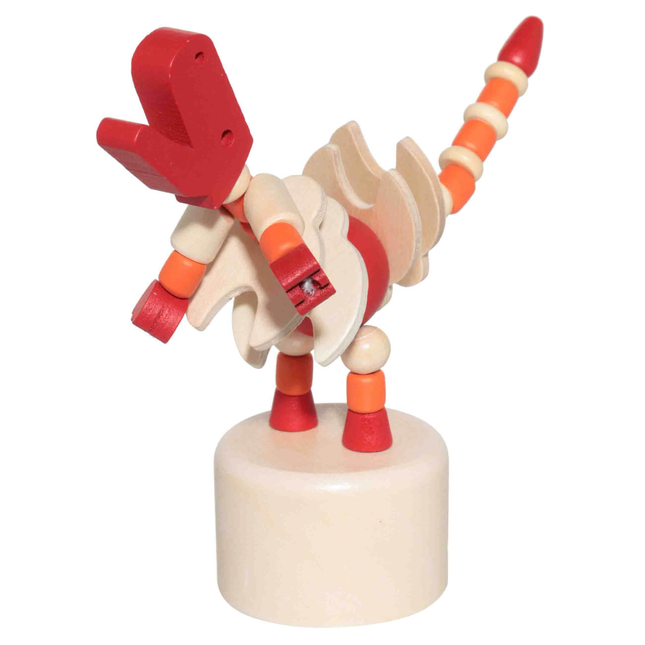 Игрушка детская, 14х5 см, дергунчик, дерево, красная, Динозавр, Dino сельскохозяйственные животные шесть шаблонов девятимерная головоломка мультфильм строительные блоки детская образовательная игрушка