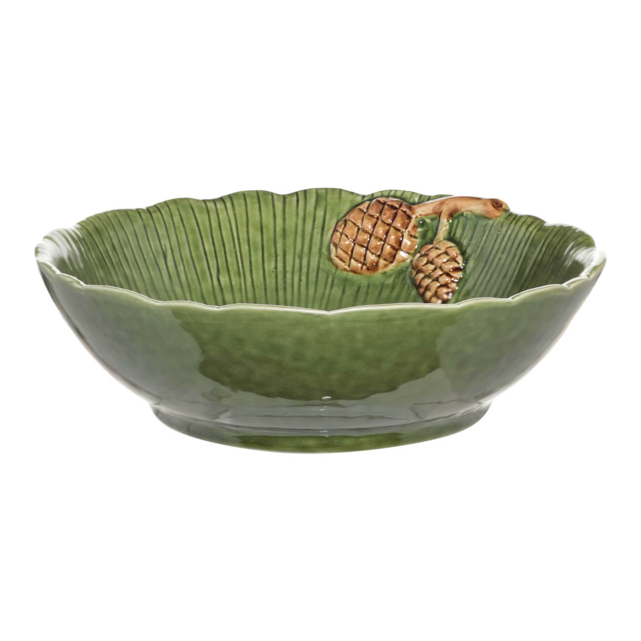 

Салатник, 20х6 см, керамика, зеленый, Шишки на листе, Fir cone