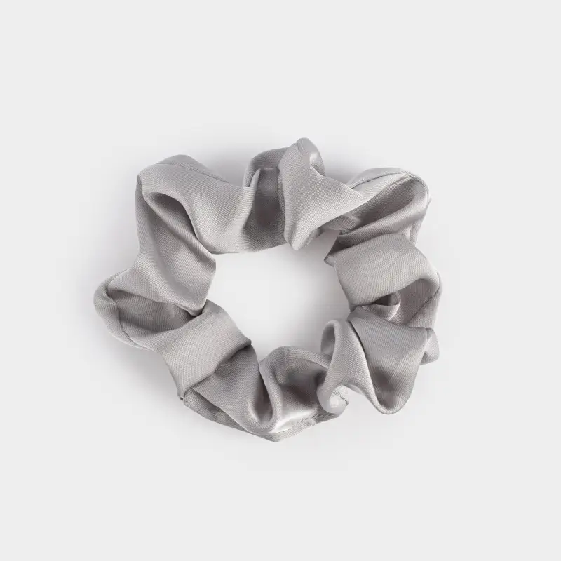 Резинка для волос, 6 см, сатин, серая, Silk