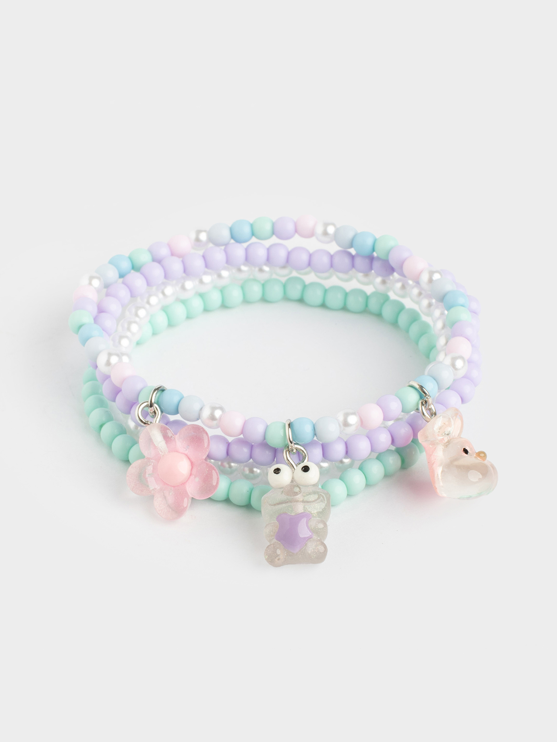 Набор браслетов, 18 см, 4 шт, детский, пластик, цветной, Pearl color