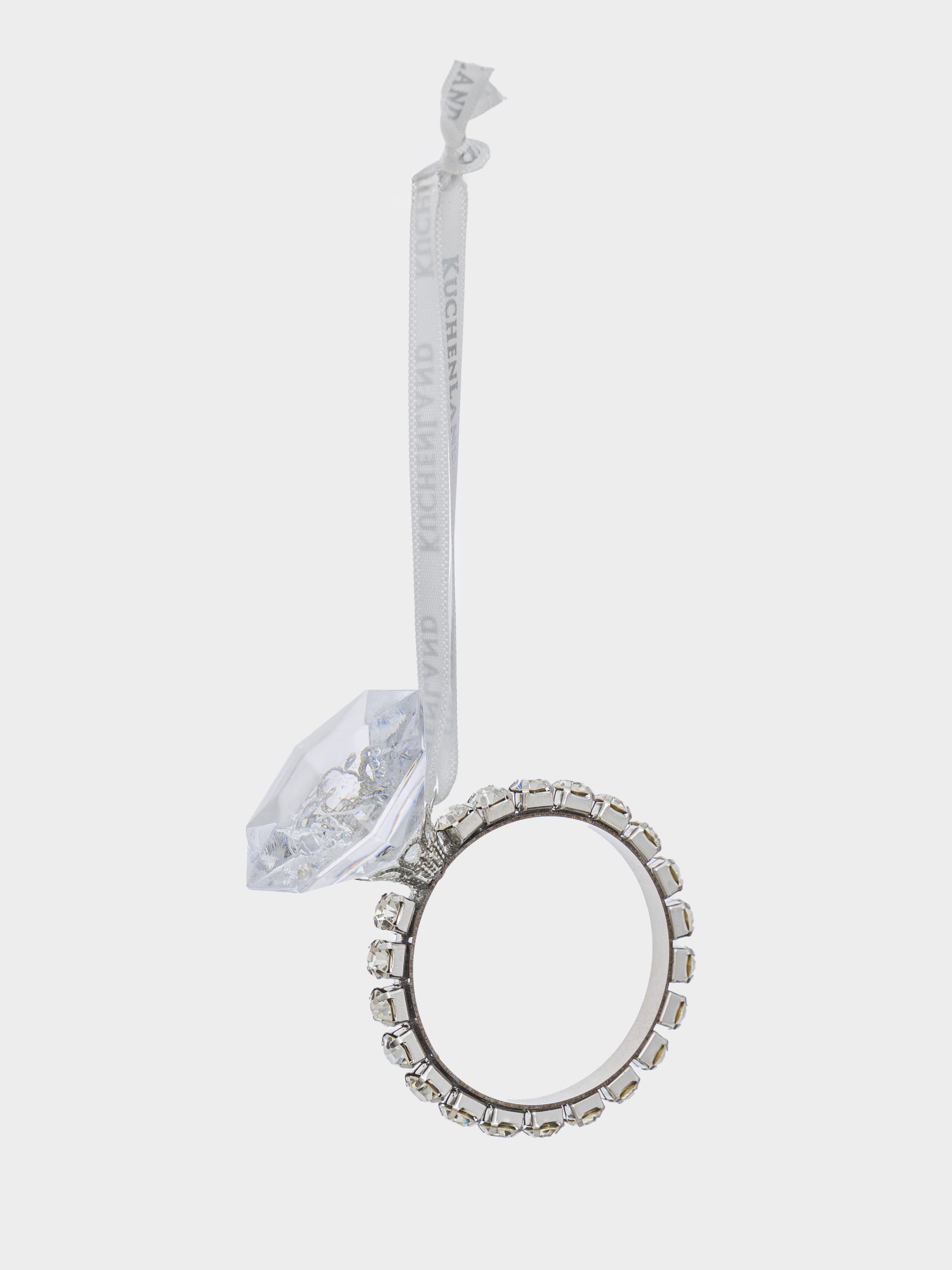 Игрушка елочная, 6 см, акрил/сталь, Кольцо с кристаллом, Ice crystal, image-1