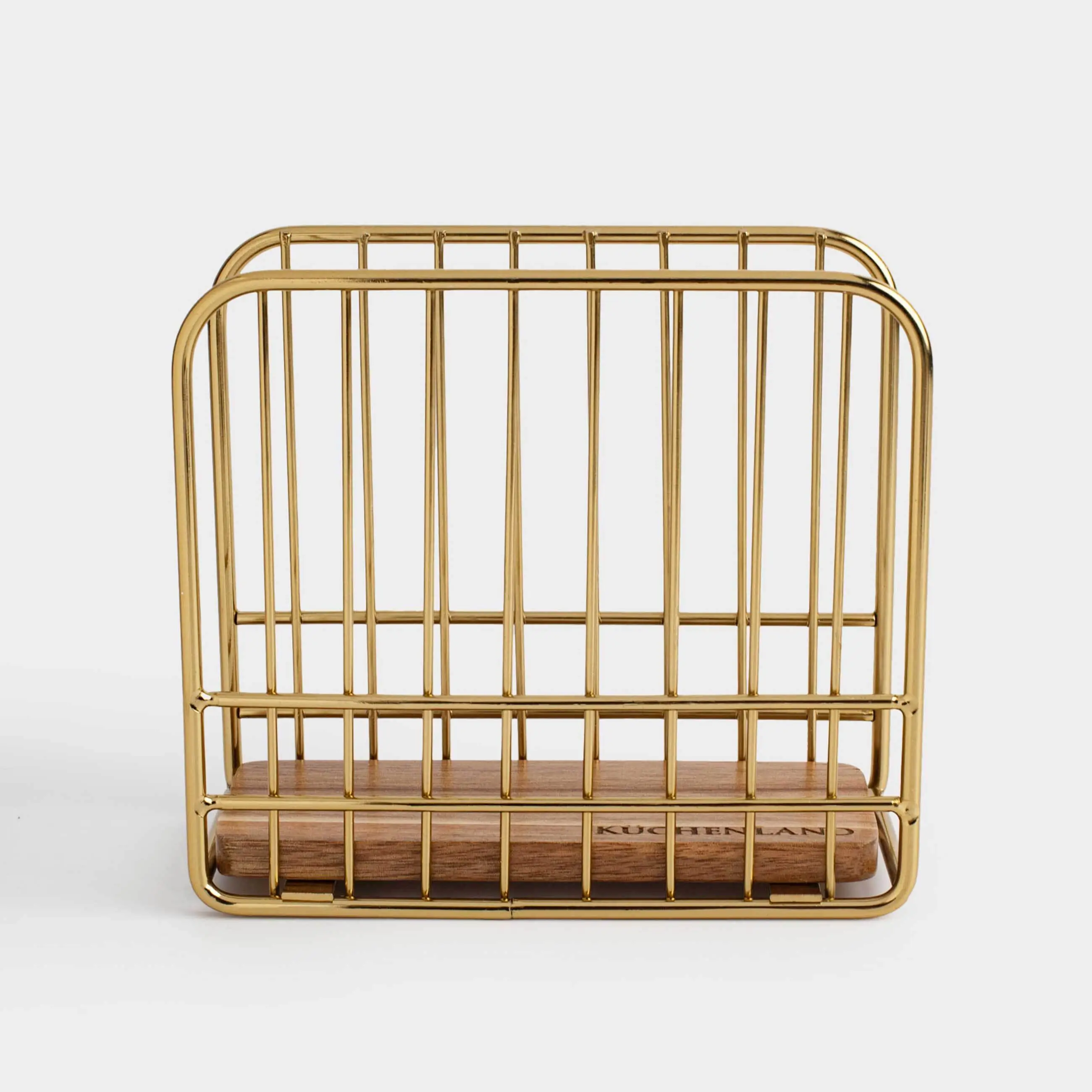 Салфетница, 14 см, металл/дерево, золотистая, Twist gold
