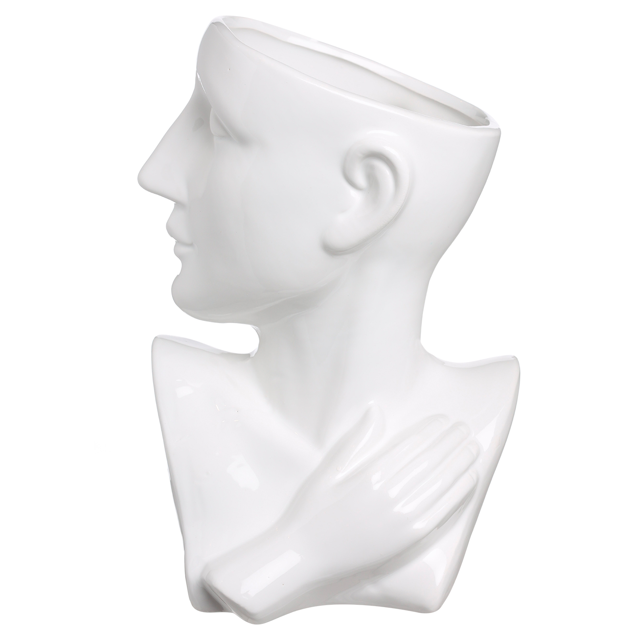 Ваза для цветов, 25 см, декоративная, керамика, белая, Голова и рука, Face изображение № 2