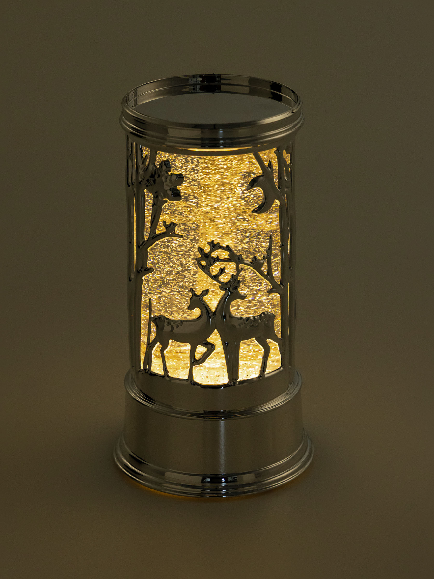 Снежный фонарь, 19 см, с подсветкой, пластик, серебристый, Лес, Silver style, image-5