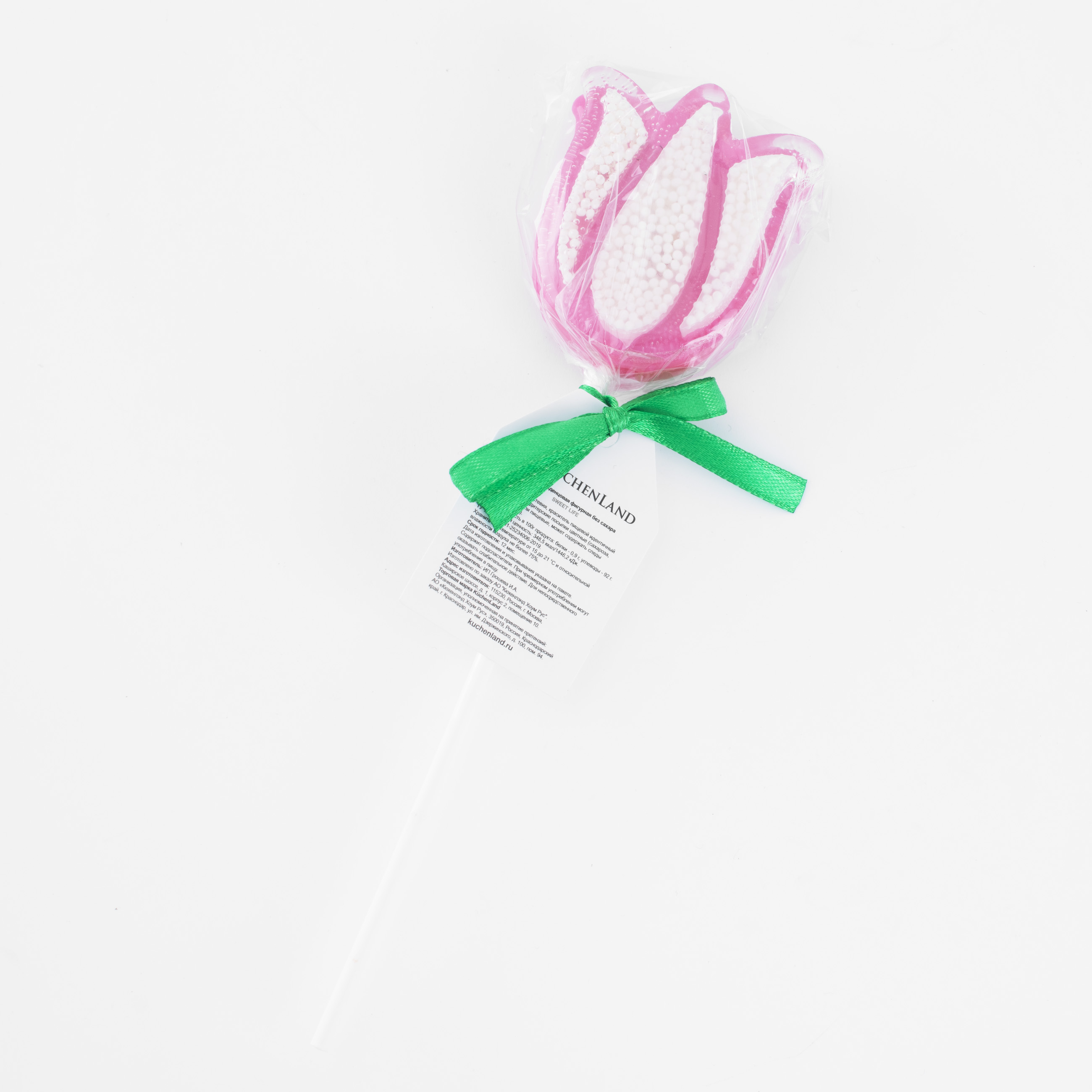 Леденец, 30 гр, погремушка, на палочке, изомальт, розовый, Тюльпан, Sweet life изображение № 7