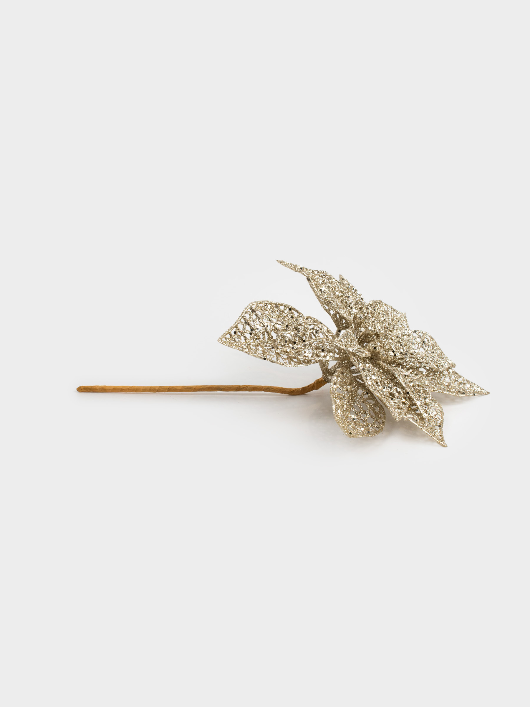 Украшение декоративное, 19 см, пластик, шампань, Пуансеттия, Flower decor, image-2