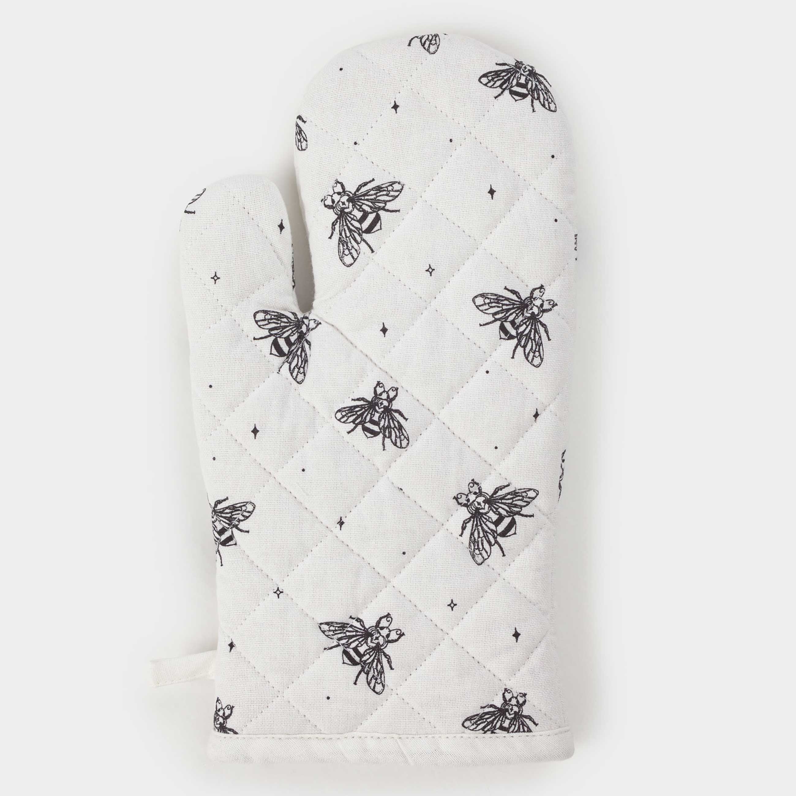 Прихватка-варежка 17х33 см хлопок белая Пчелы Honey 493₽
