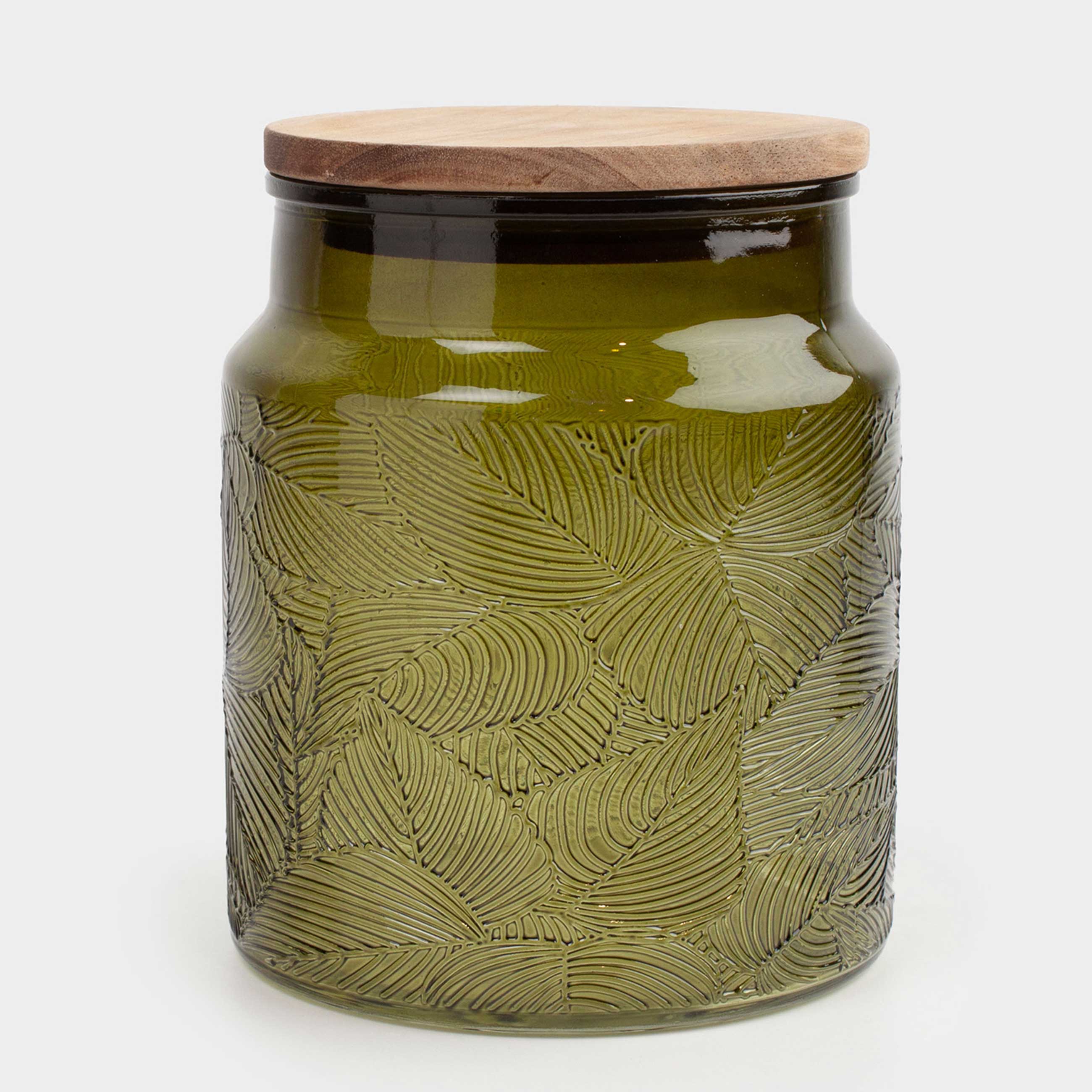 Банка для сыпучих продуктов 1 л стеклодерево зеленая Тропические листья Tropical leaves 1190₽