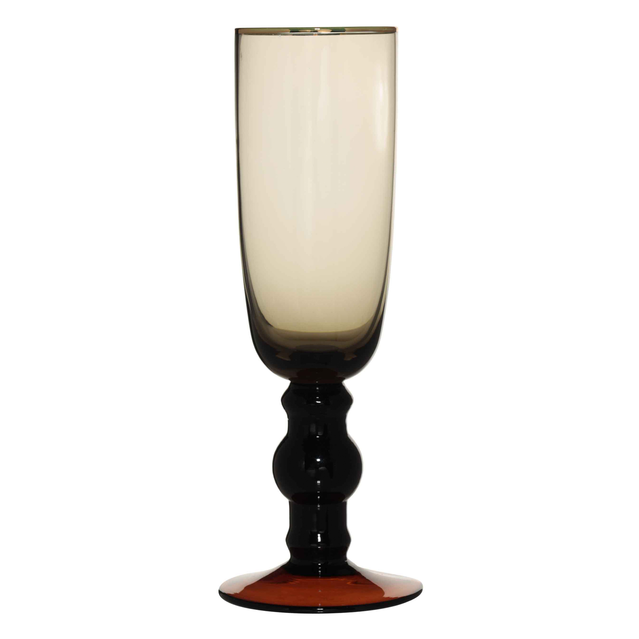 Бокал-кубок для шампанского, 180 мл, 2 шт, стекло, серо-коричневый, с золотистым кантом, Manito изображение № 2