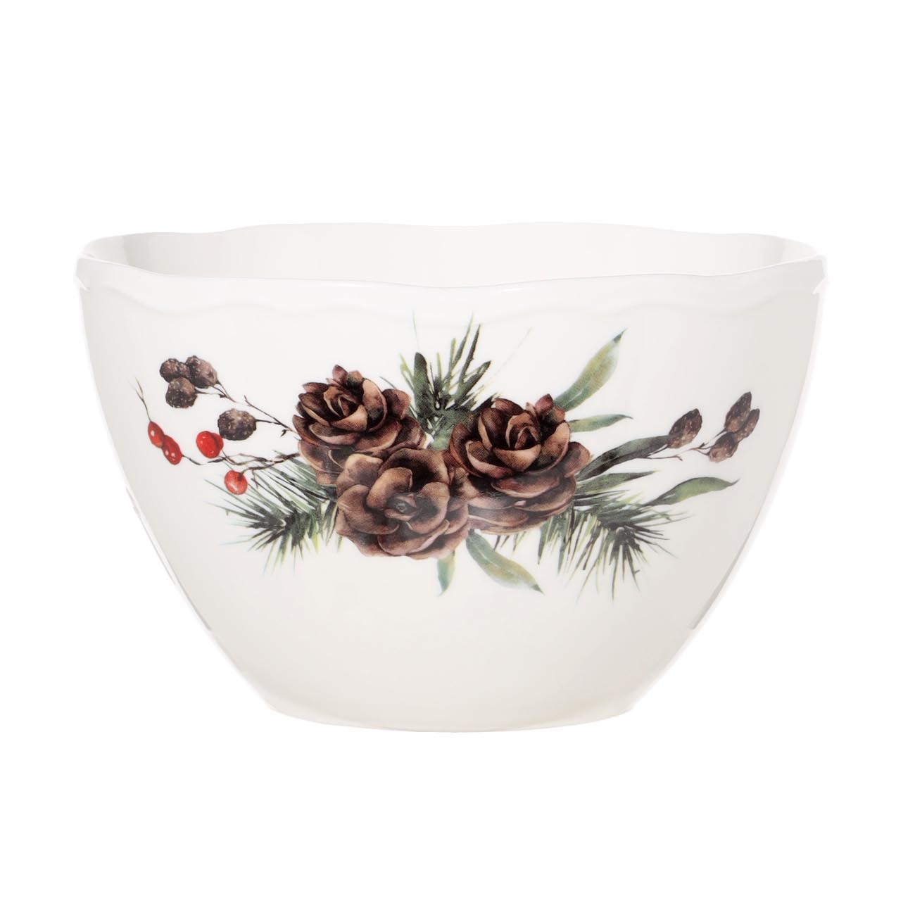 

Салатник, 14х9 см, фарфор N, белый, Шишки на еловой ветке, Winter delice