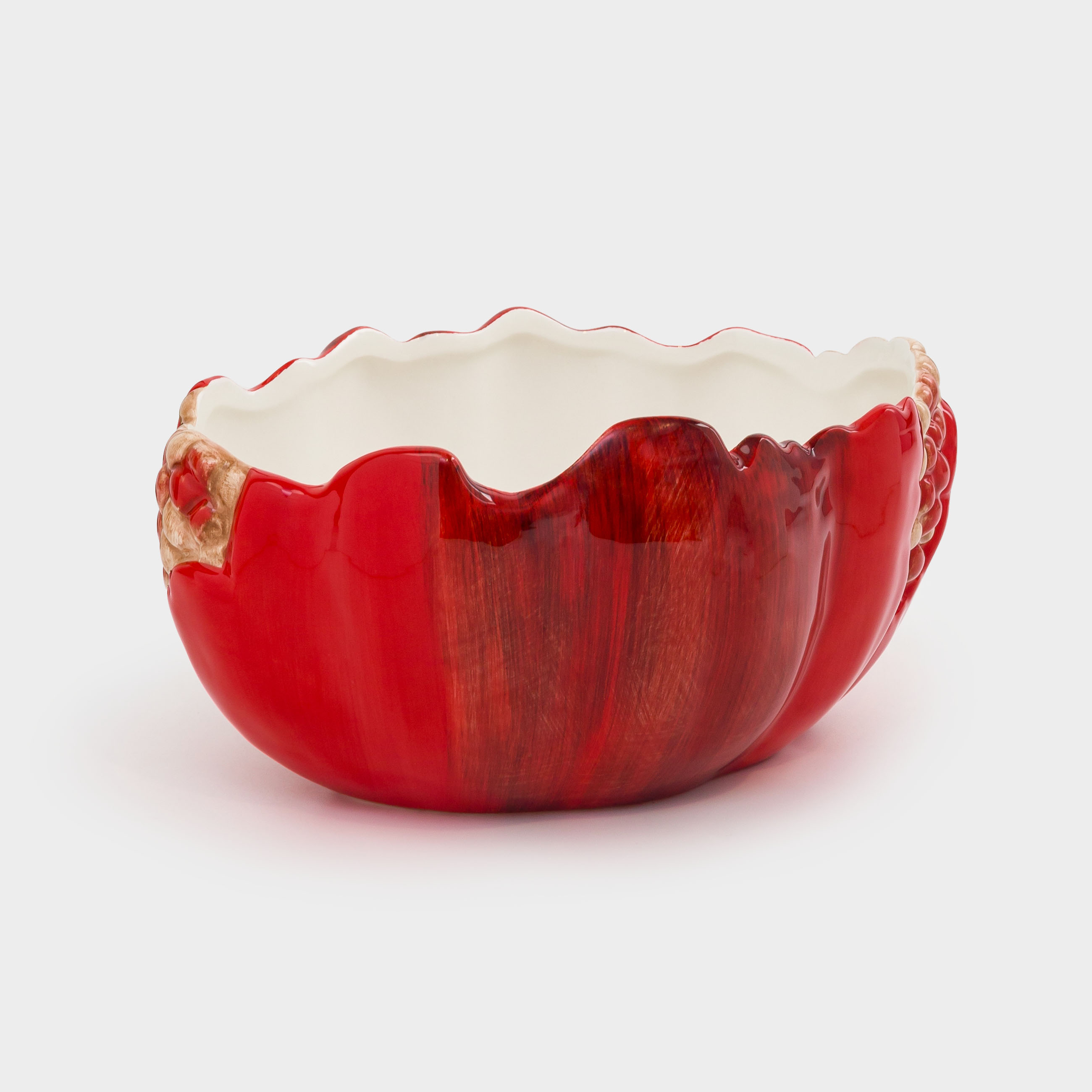 Ваза для фруктов, 25х18 см, керамика, бордовая, Гранат, Pomegranate