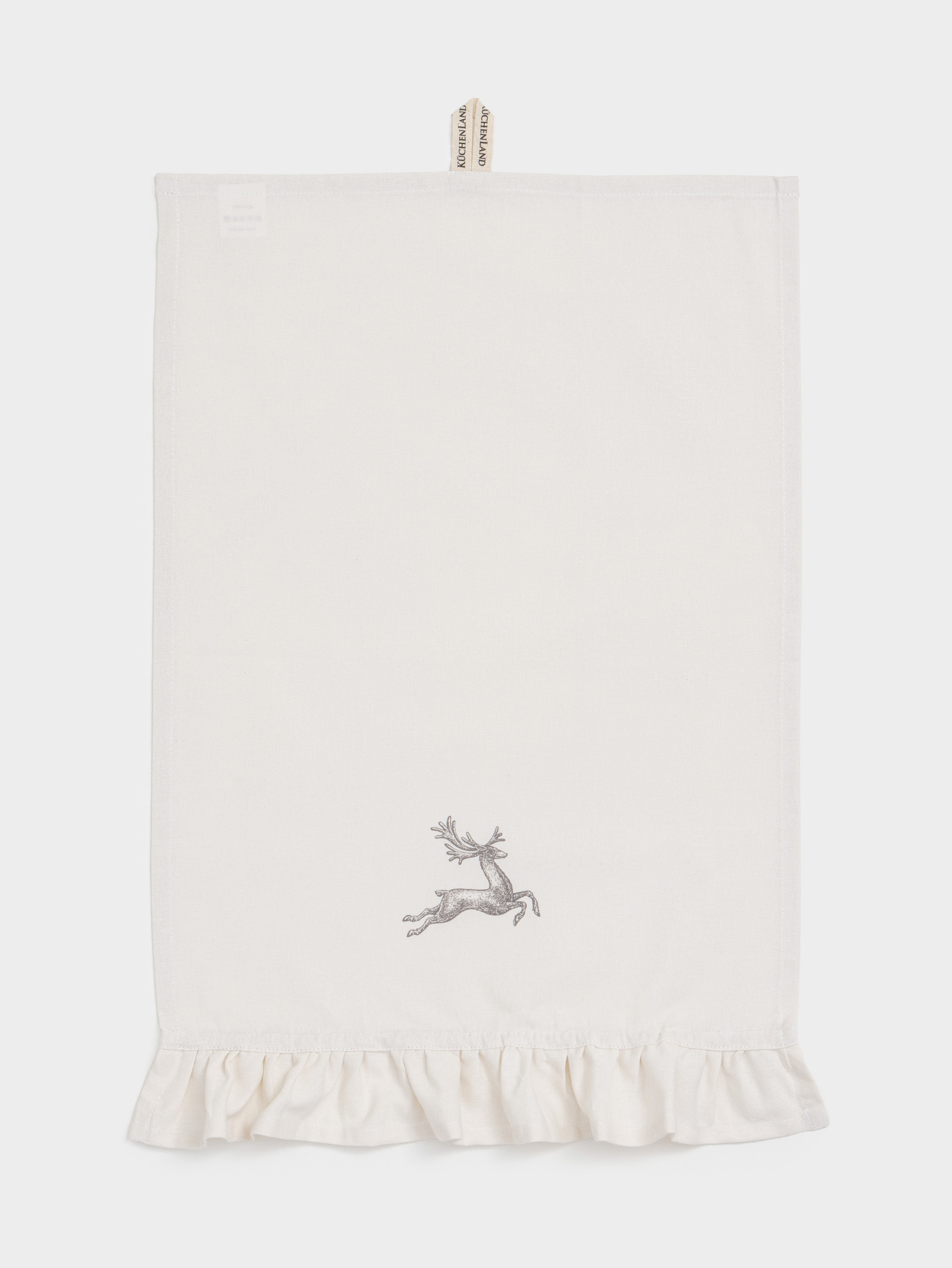 Полотенце кухонное, 40х60 см, со сборкой, хлопок, молочное, Олень, Woodland story, image-0