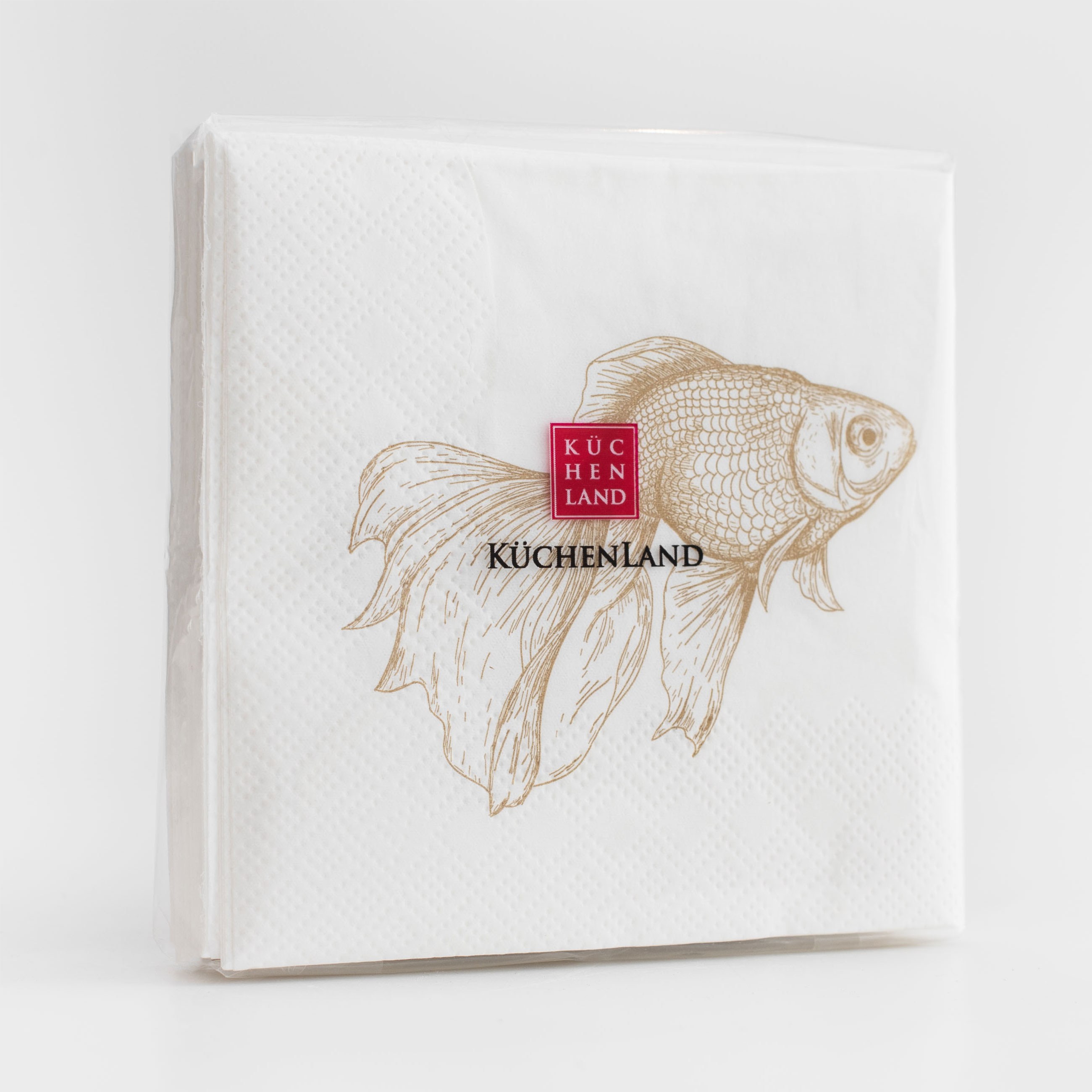 Салфетки бумажные, 21х21 см, 20 шт, белые, Рыбка, Goldfish изображение № 4
