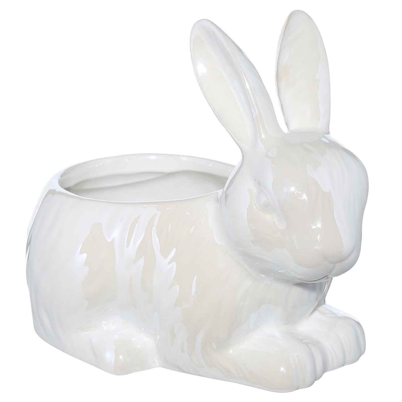 

Конфетница, 19х16 см, керамика, белая, перламутр, Кролик, Rabbit