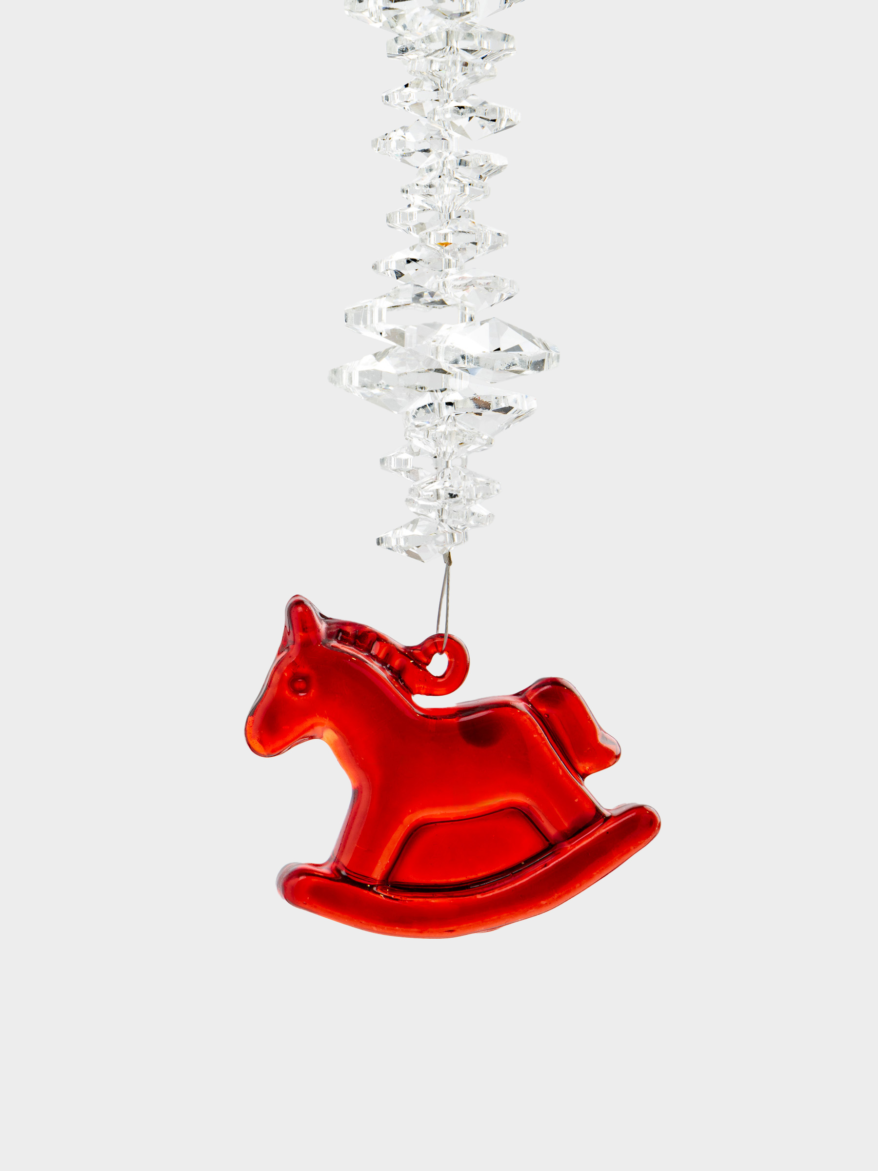 Игрушка елочная, 16 см, стекло, красная, Подвеска с лошадью, Ice crystal, image-0