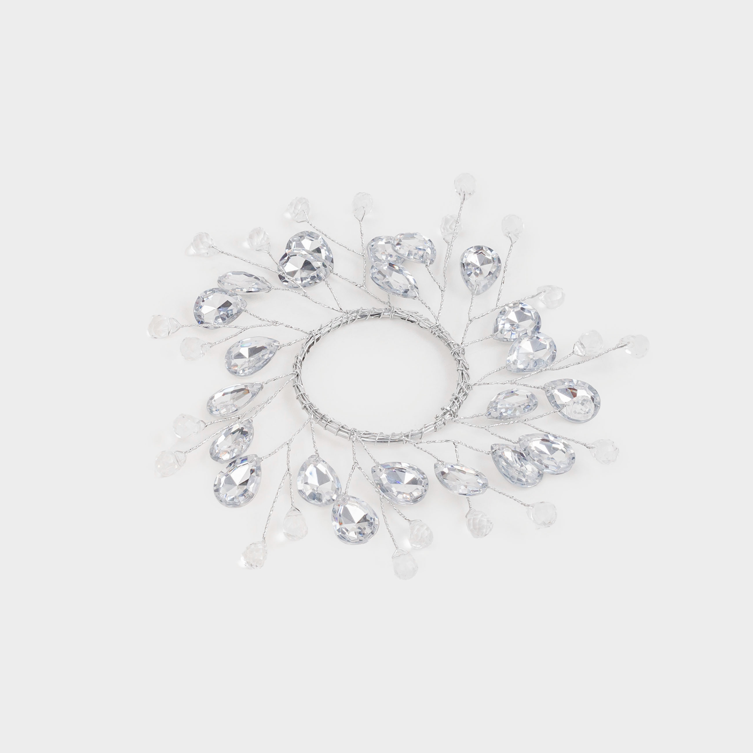 Кольцо для салфеток, 5 см, акрил/металл, серебристое, Кристаллы, Crystal decor, image-0