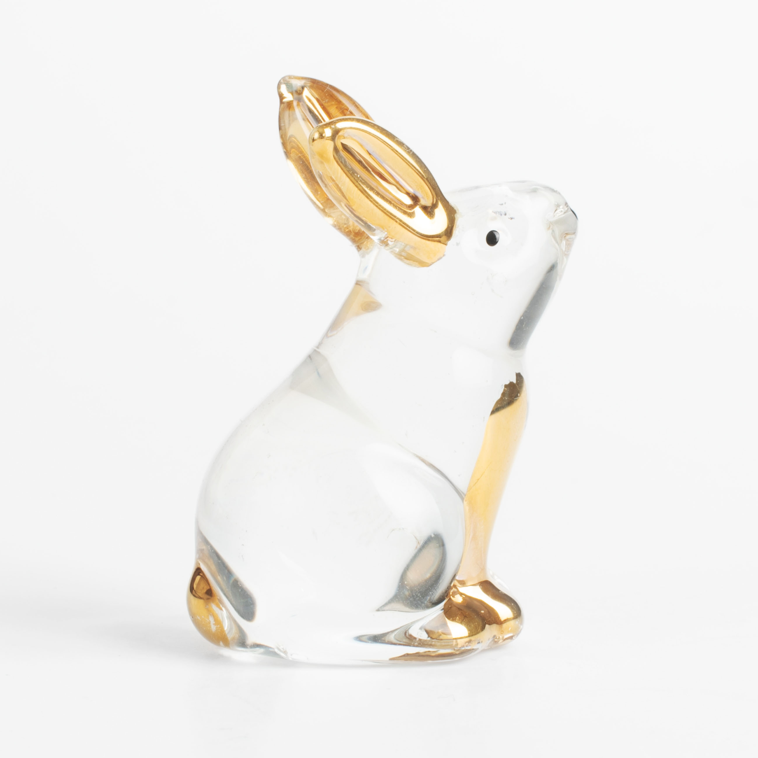 Статуэтка, 5 см, стекло, Кролик с золотистыми ушами и лапками, Vitreous изображение № 3