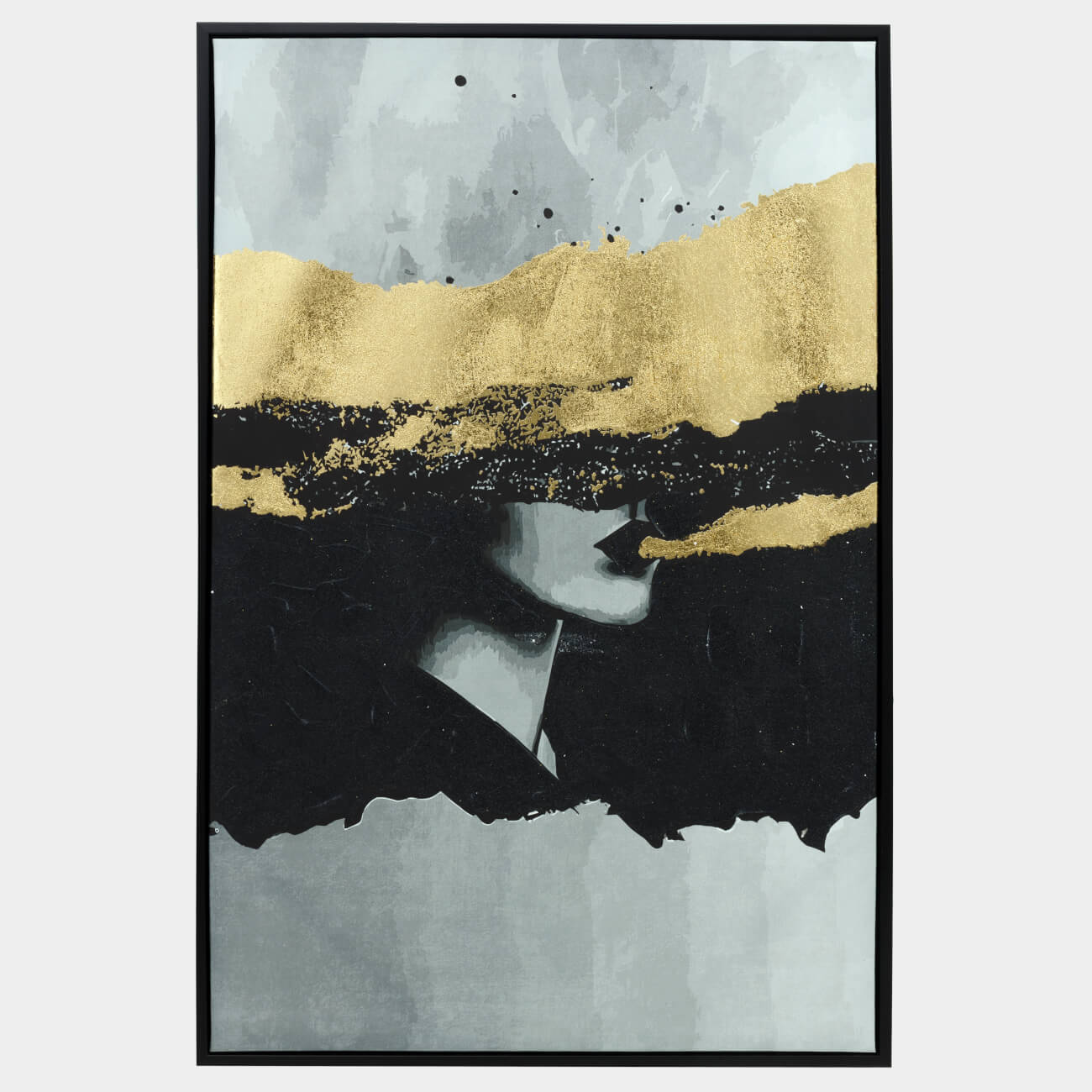 Картина в раме, 80х120 см, холст, серо-золотистая, Девушка, Abstract