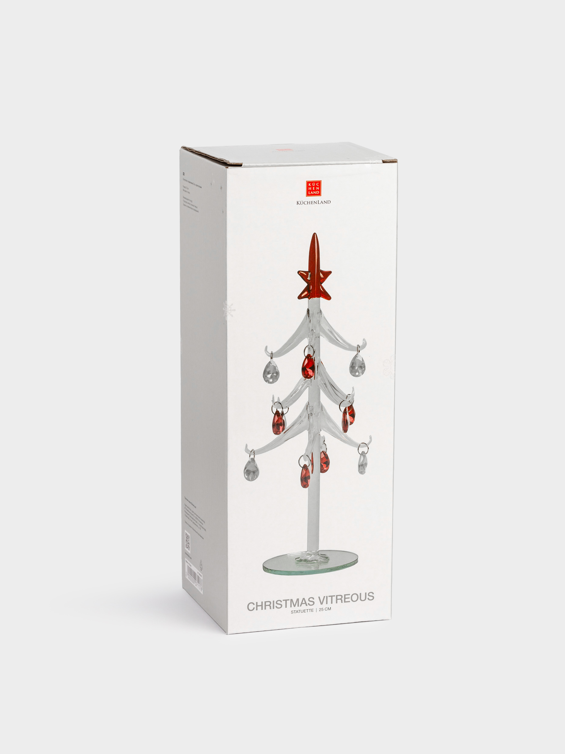 Статуэтка, 25 см, с подвесками, стекло, серебристая, Ель с кристаллами, Christmas vitreous, image-5