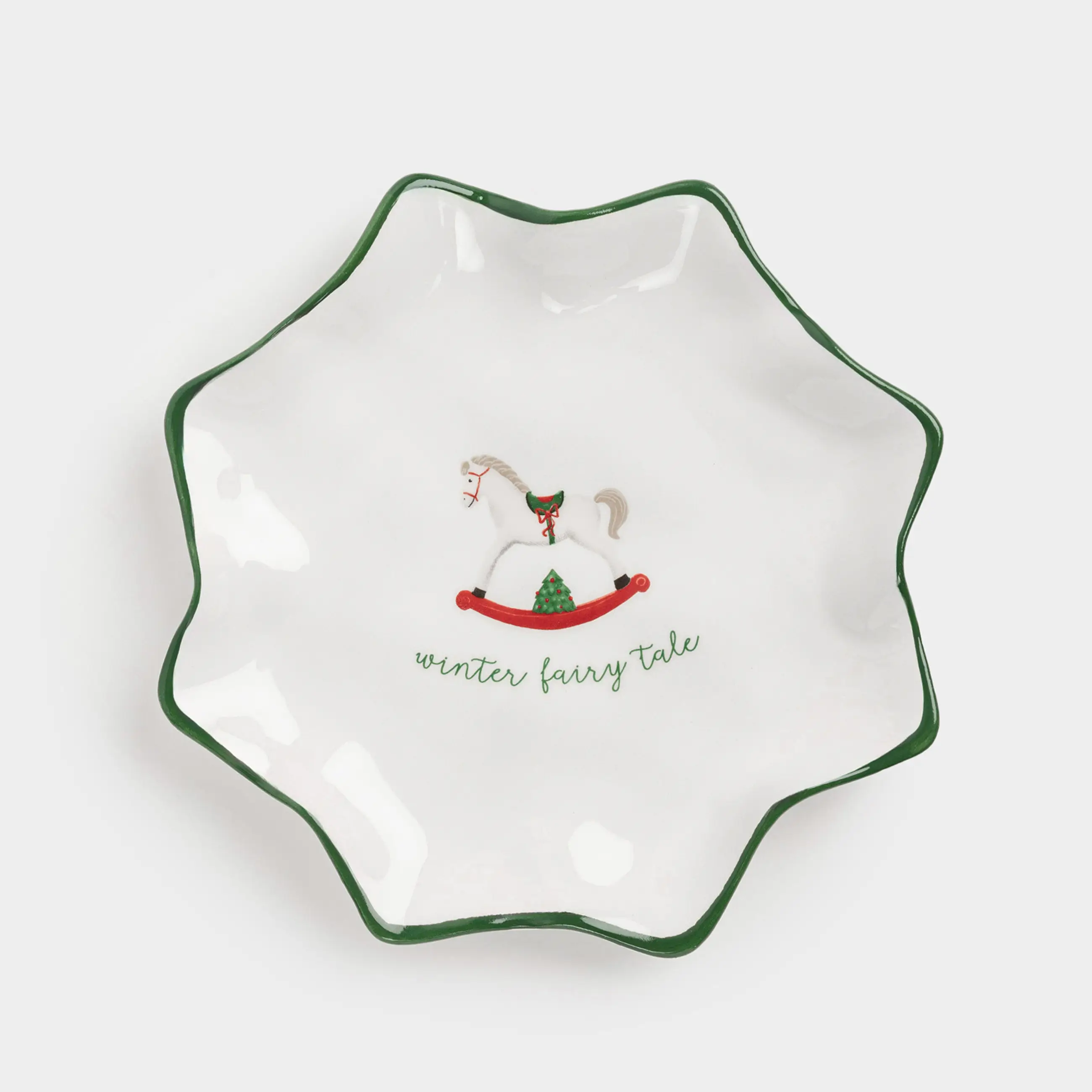 Блюдо, 20 см, керамика, Лошадка, Сhristmas green