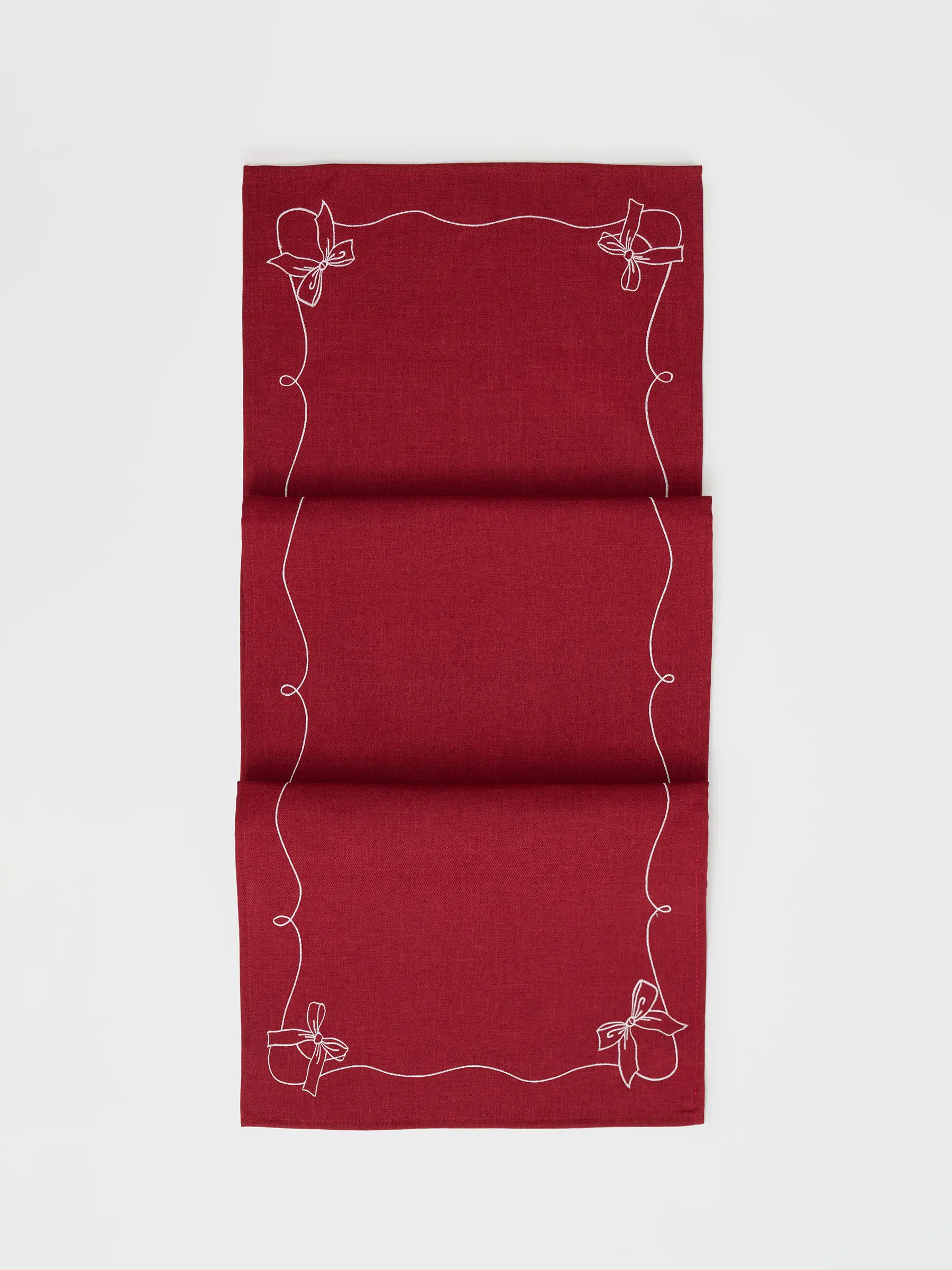 Дорожка настольная, 40х160 см, полиэстер, красная, Банты, Bow color