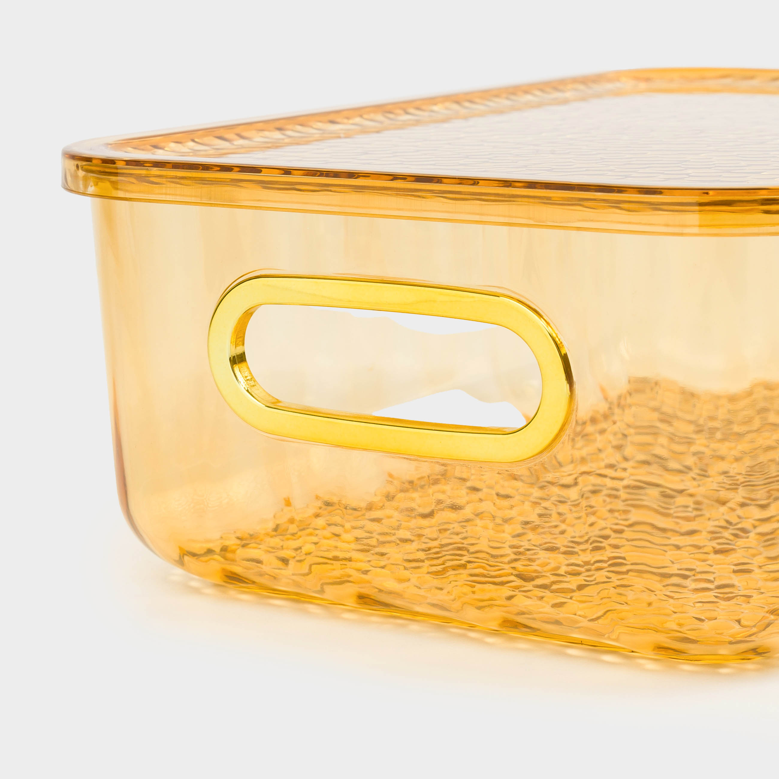 Ящик-органайзер, 25х16х8 см, хозяйственный, с ручками и крышкой, пластик, янтарный, Radiance, image-3