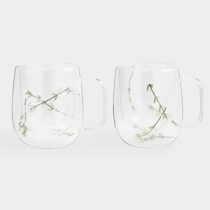 Кружка, 420 мл, 2 шт, стекло Б, с заснеженными ветками внутри, Air decor
