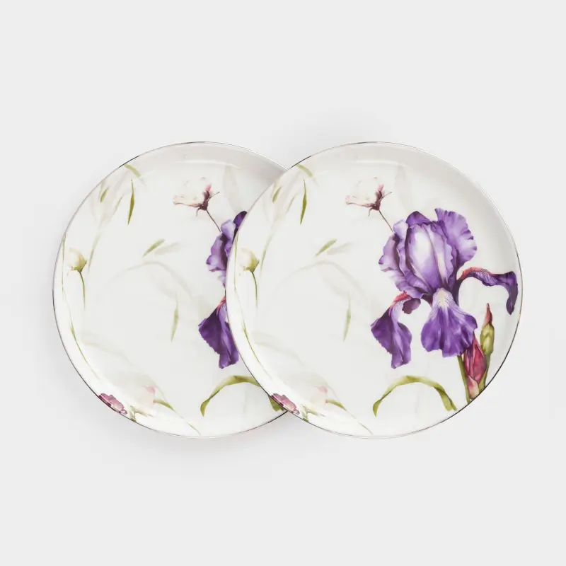 Тарелка десертная, 20 см, 2 шт, фарфор F, с серебристым кантом, Ирис, Antarctica Flowers ,image-0